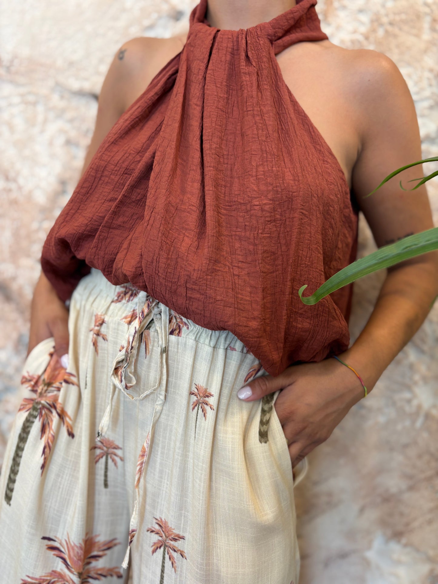 PANTALÓN FLUIDO ESTAMPADO PALMERAS
