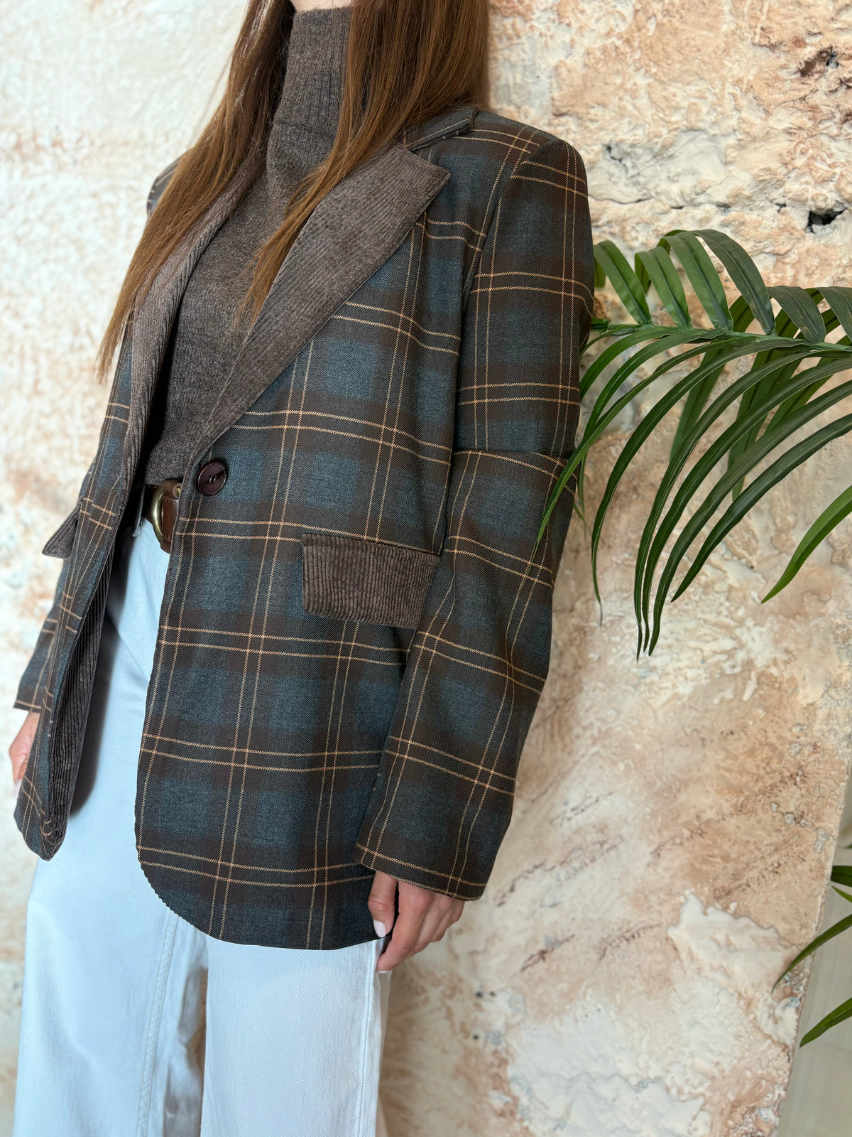 BLAZER CUADROS TARTAN MARRÓN