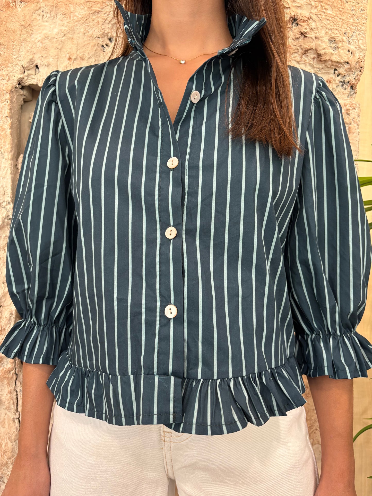 CAMISA CUELLO RIZO PETROLEO RAYAS