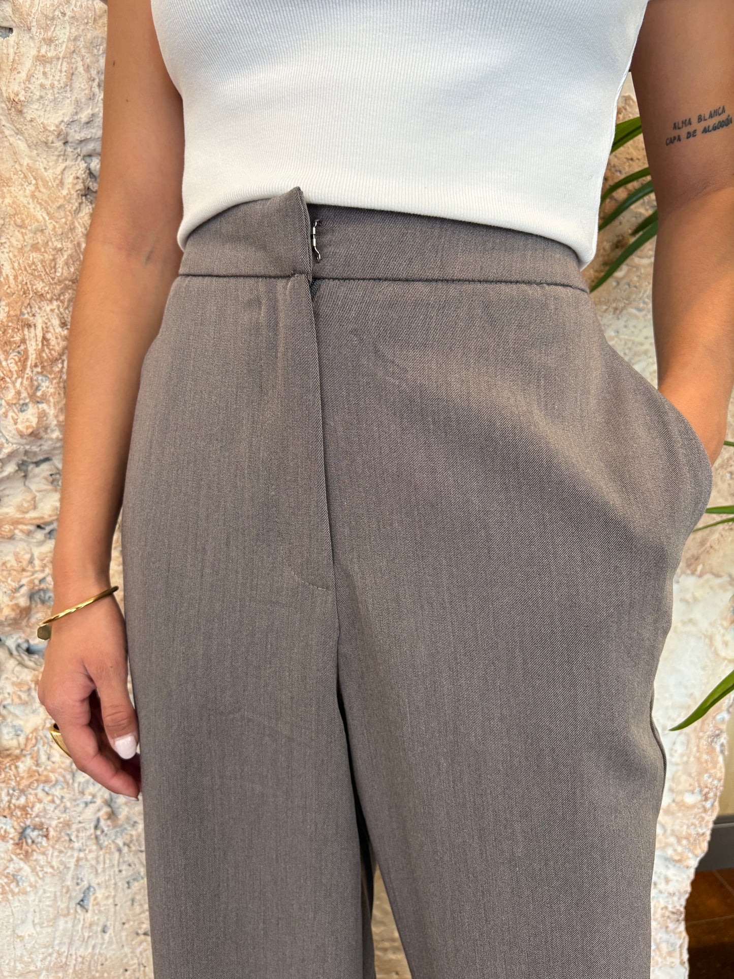 PANTALÓN PINZA RECTO GRIS