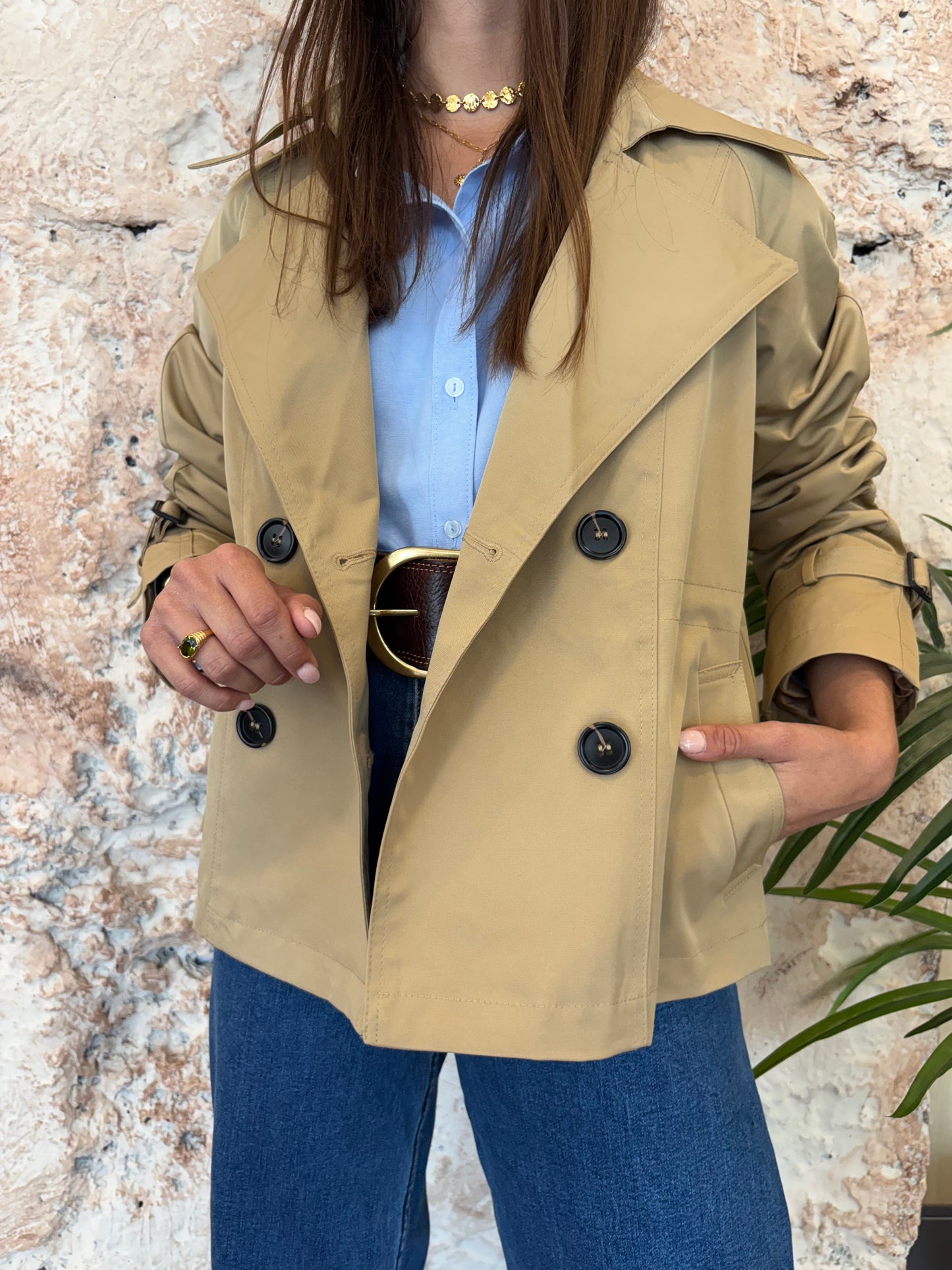 GABARDINA CORTA CAMEL