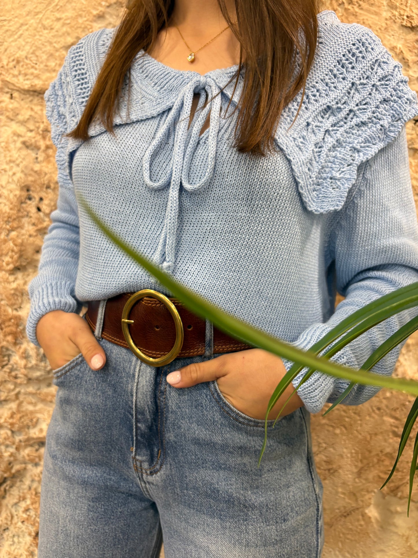 JERSEY HILO CUELLO BOBO CELESTE