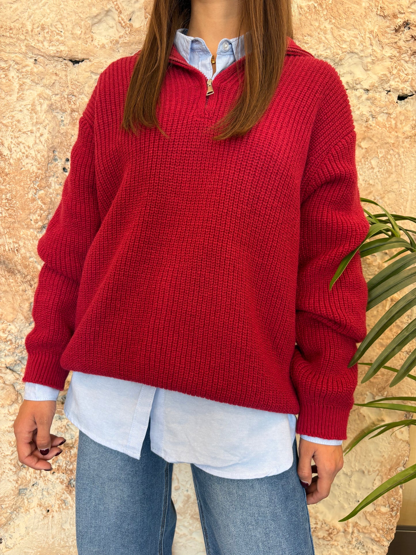 JERSEY POLO CREMALLERA ROJO