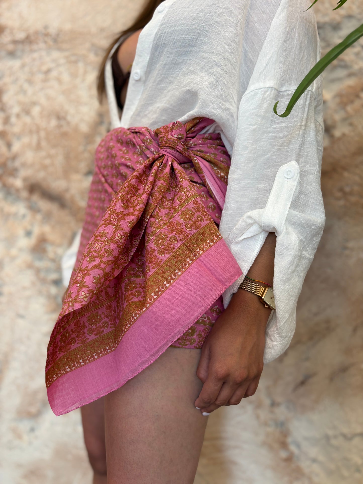 PAREO ESTAMPADO ROSA -PISTACHO