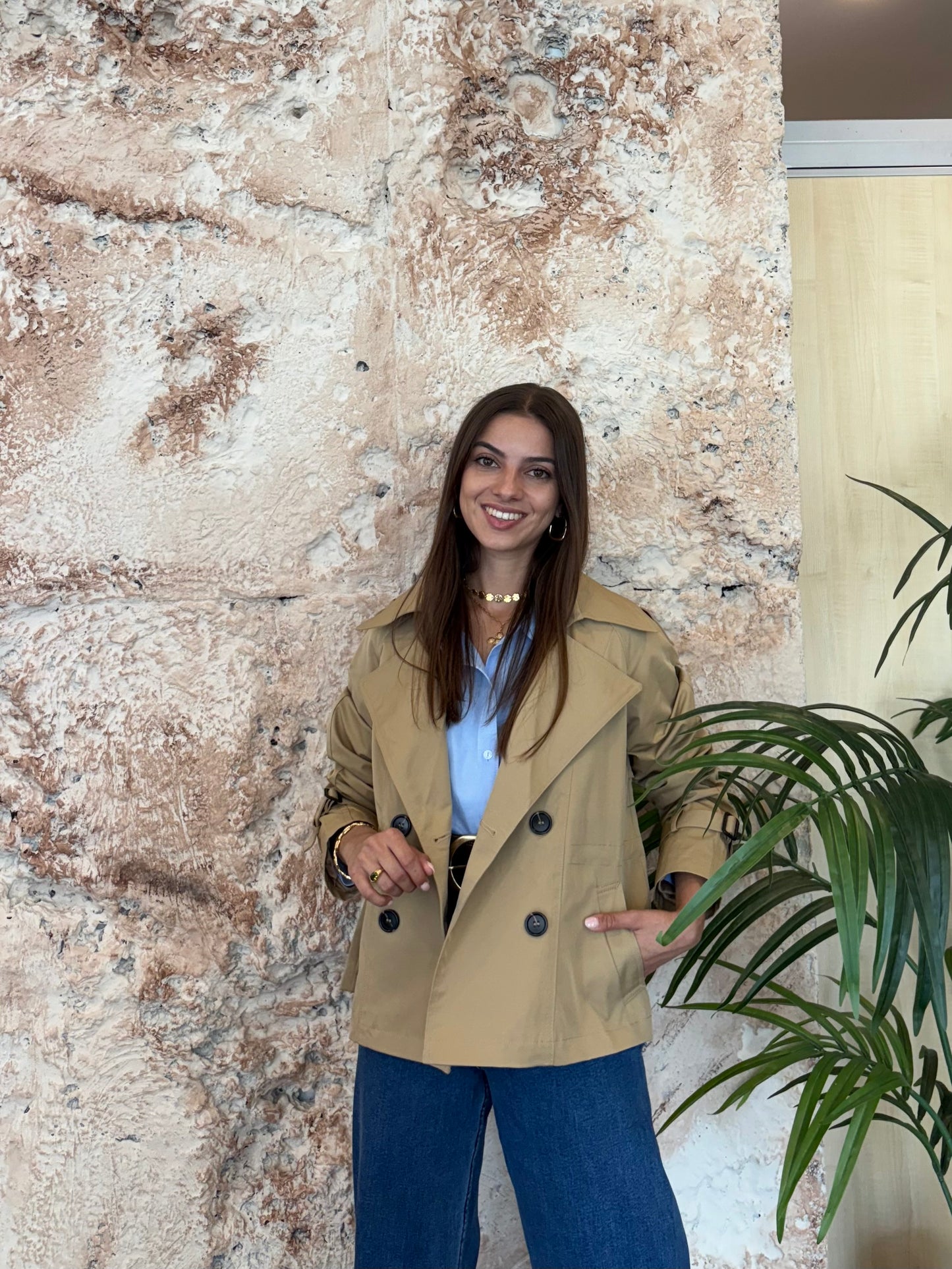 GABARDINA CORTA CAMEL