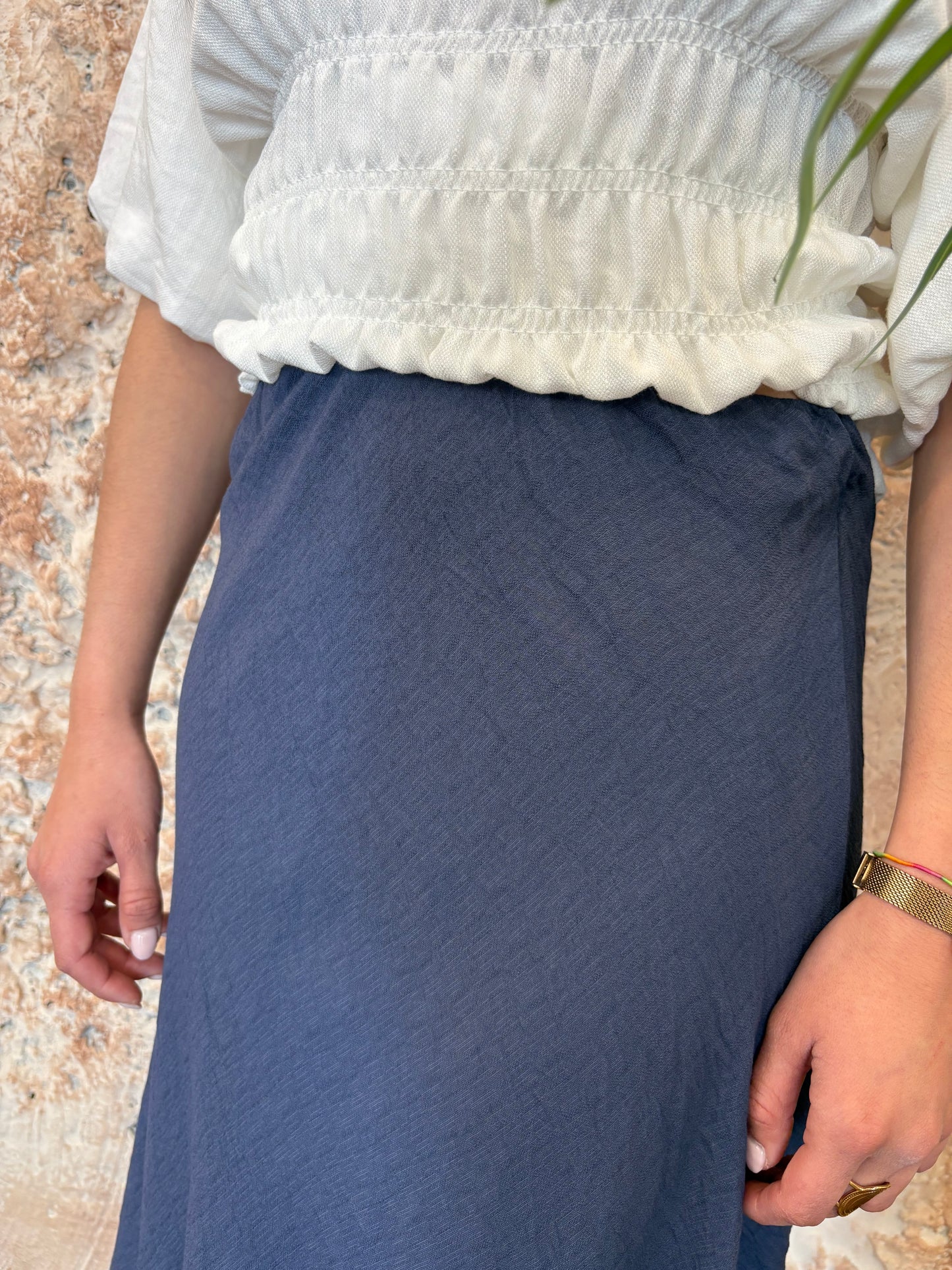 FALDA LARGA FLUIDA AZUL MARINO