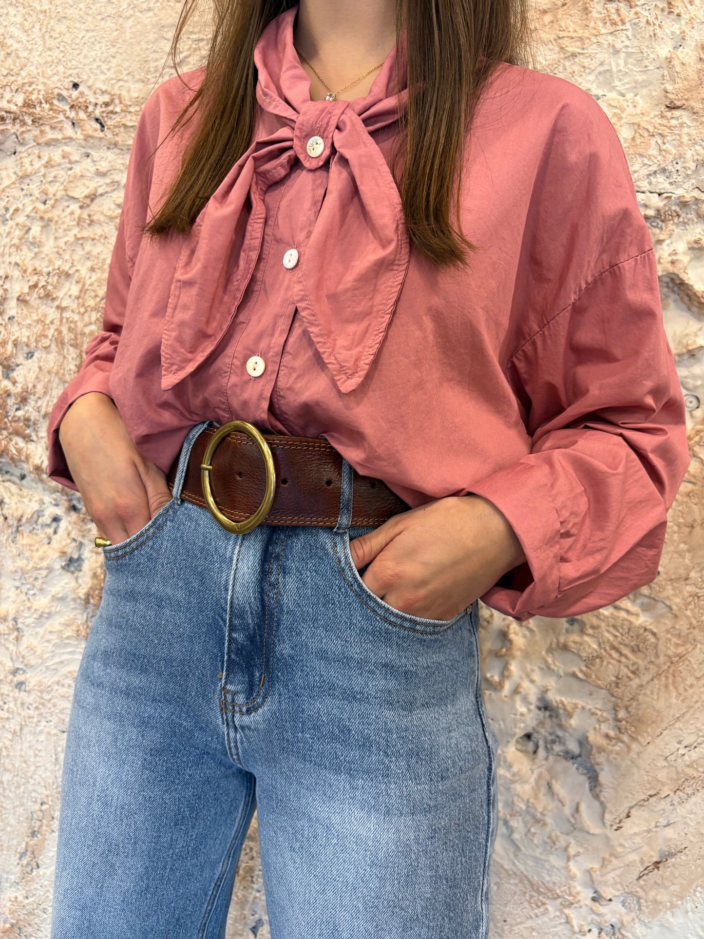 CAMISA CORAL CON LAZO