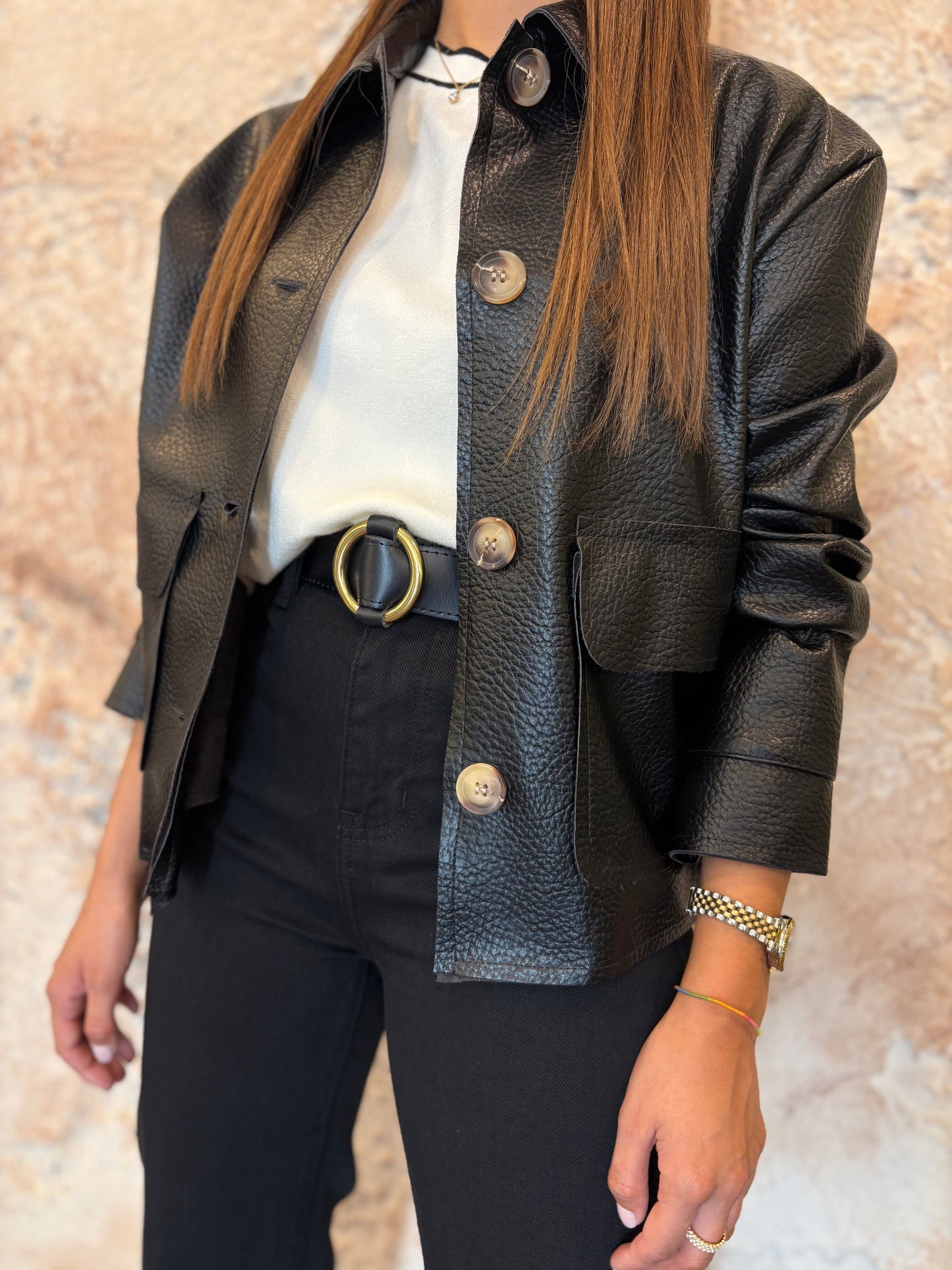CAZADORA POLIPIEL NEGRA