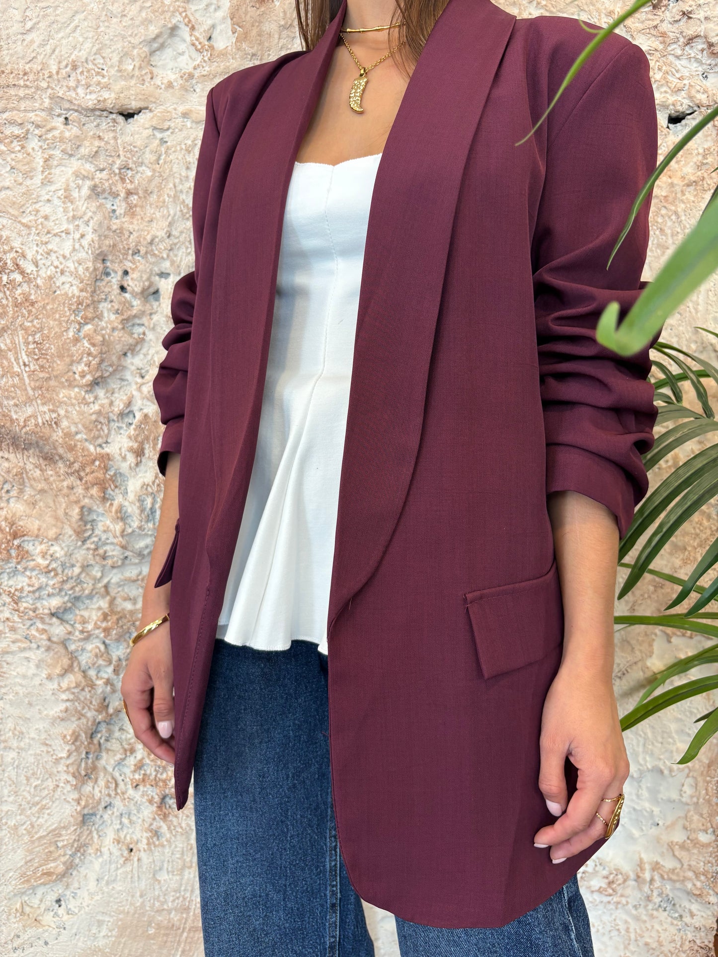 BLAZER MANGAS FRUNCIDAS MORADO