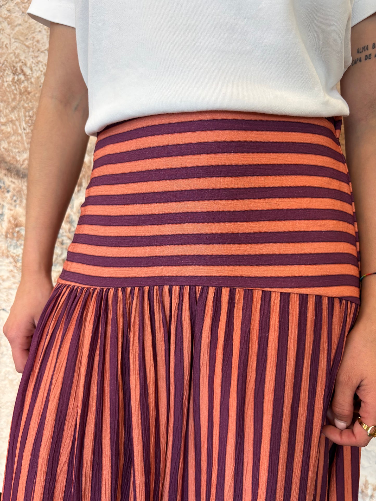 FALDA LARGA RAYAS MORADA-NARANJA
