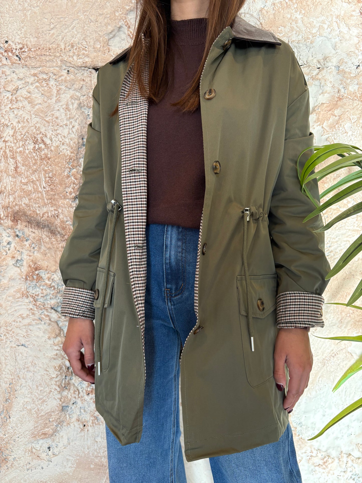 PARKA CUELLO PIEL VERDE KAKI