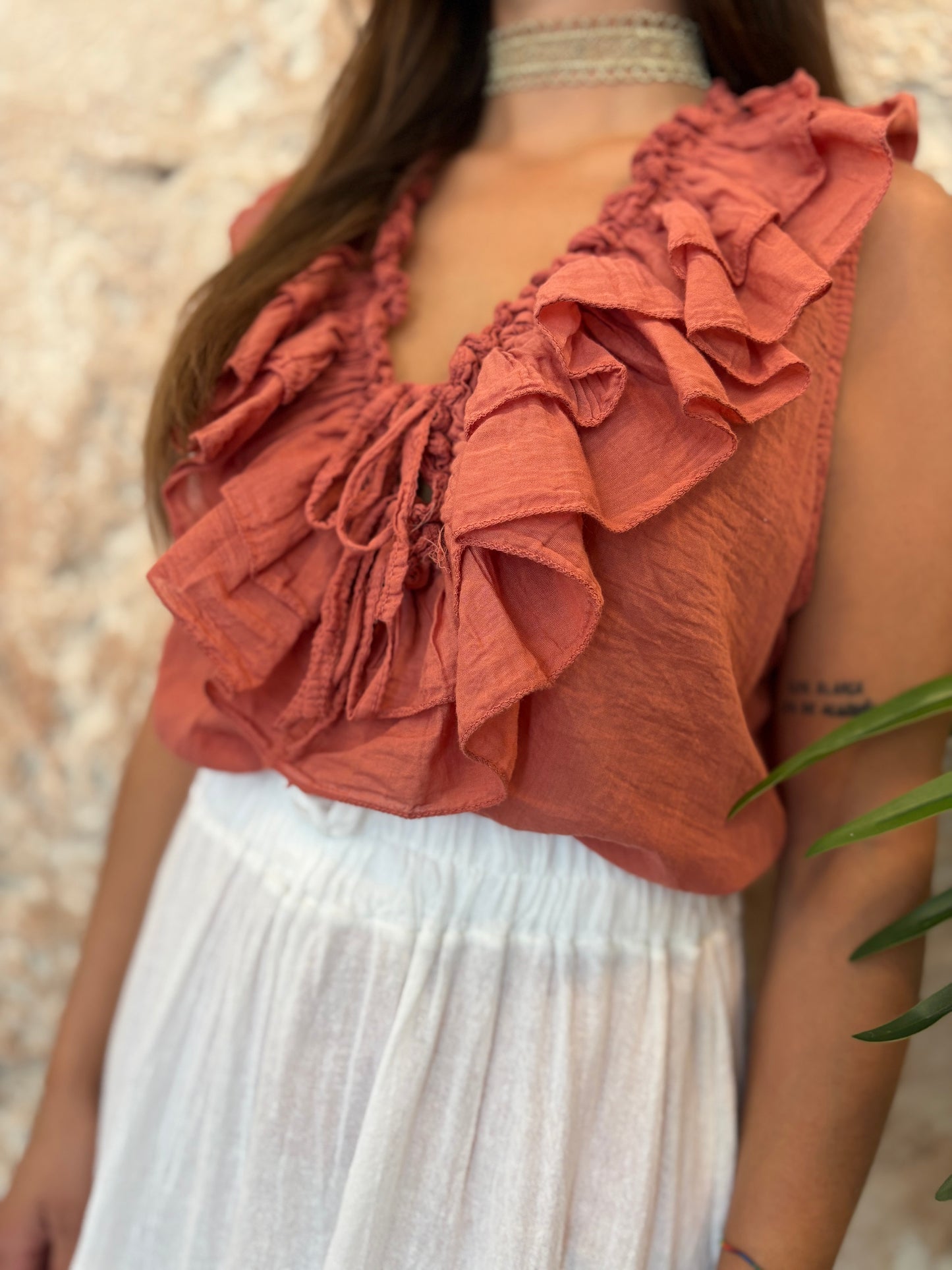 BLUSA TIRANTE CHORRERA CORAL
