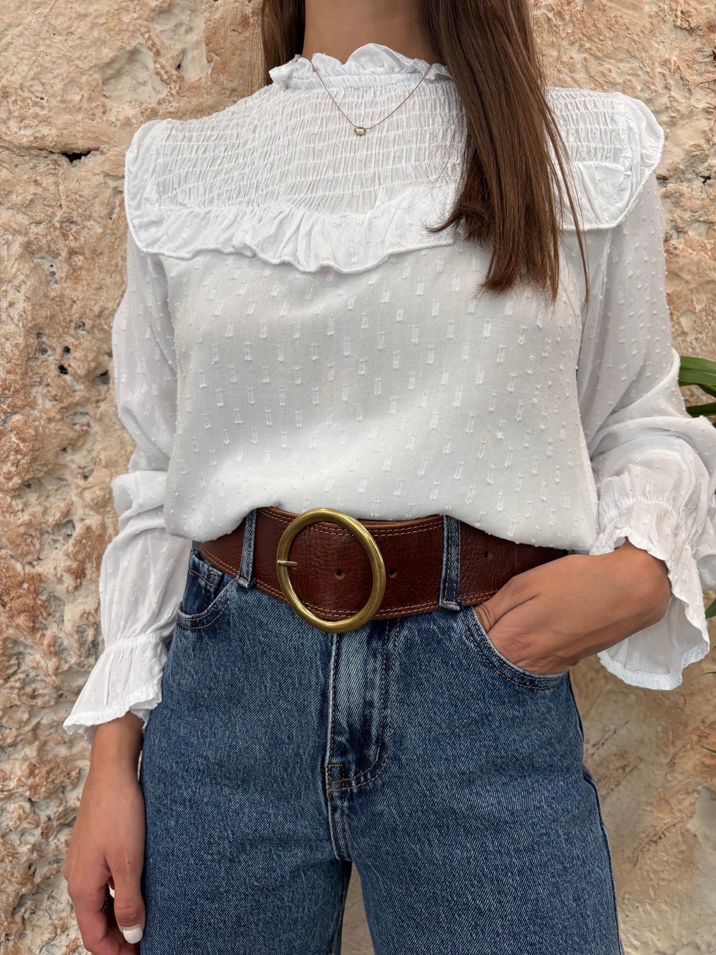 BLUSA BLANCA PANEL GLITTER