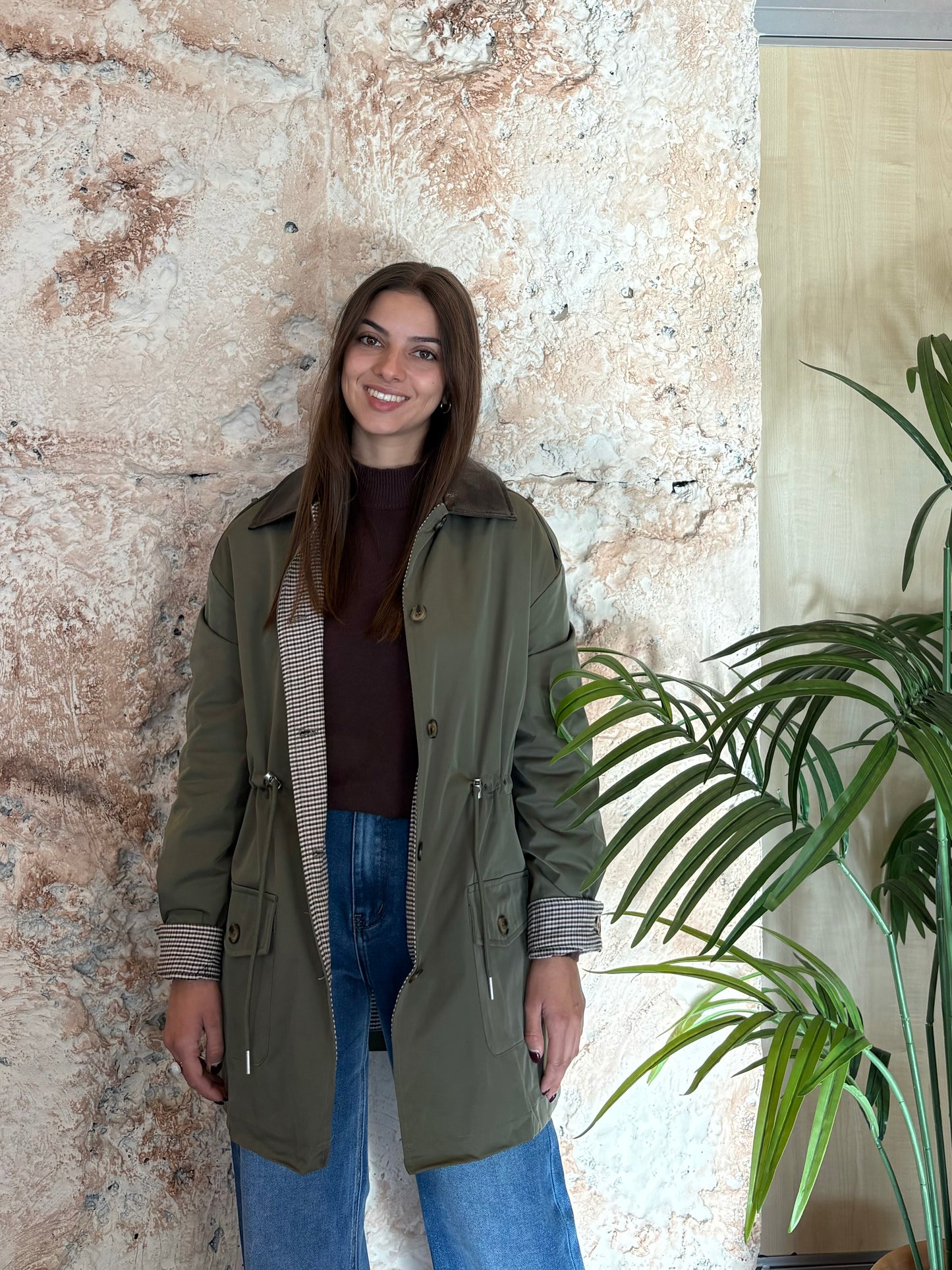 PARKA CUELLO PIEL VERDE KAKI