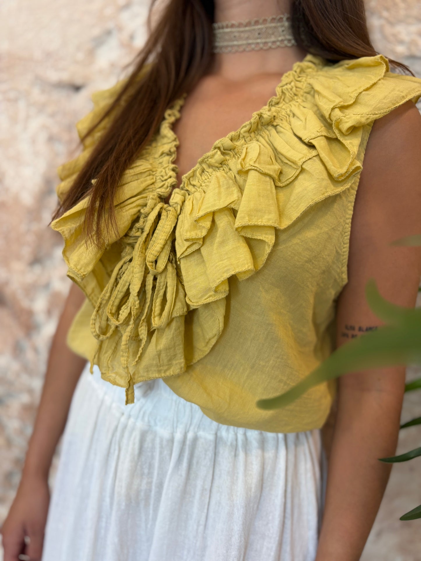 BLUSA TIRANTE CHORRERA AMARILLA