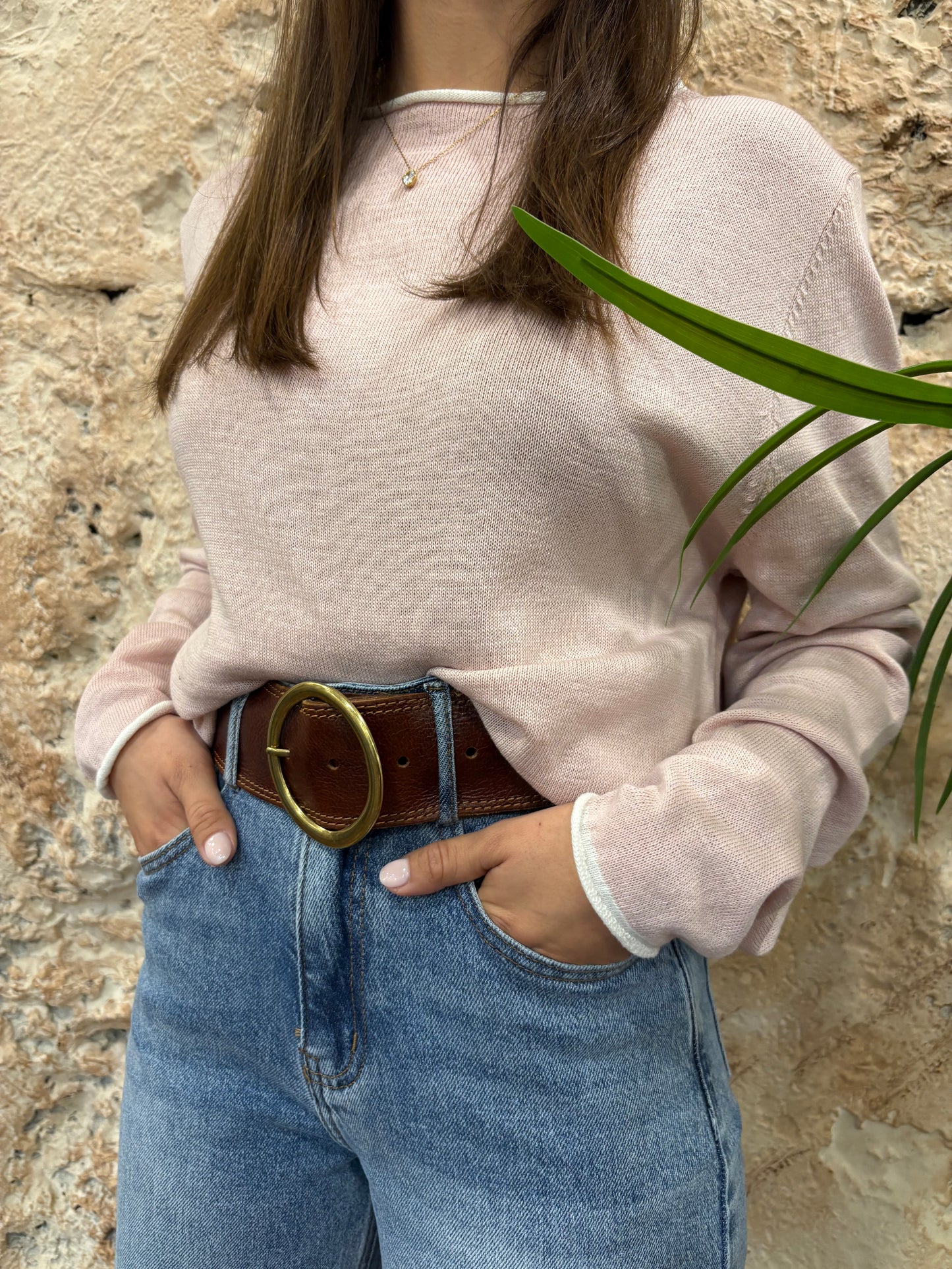 JERSEY HILO ROSA FRANJA CUELLO