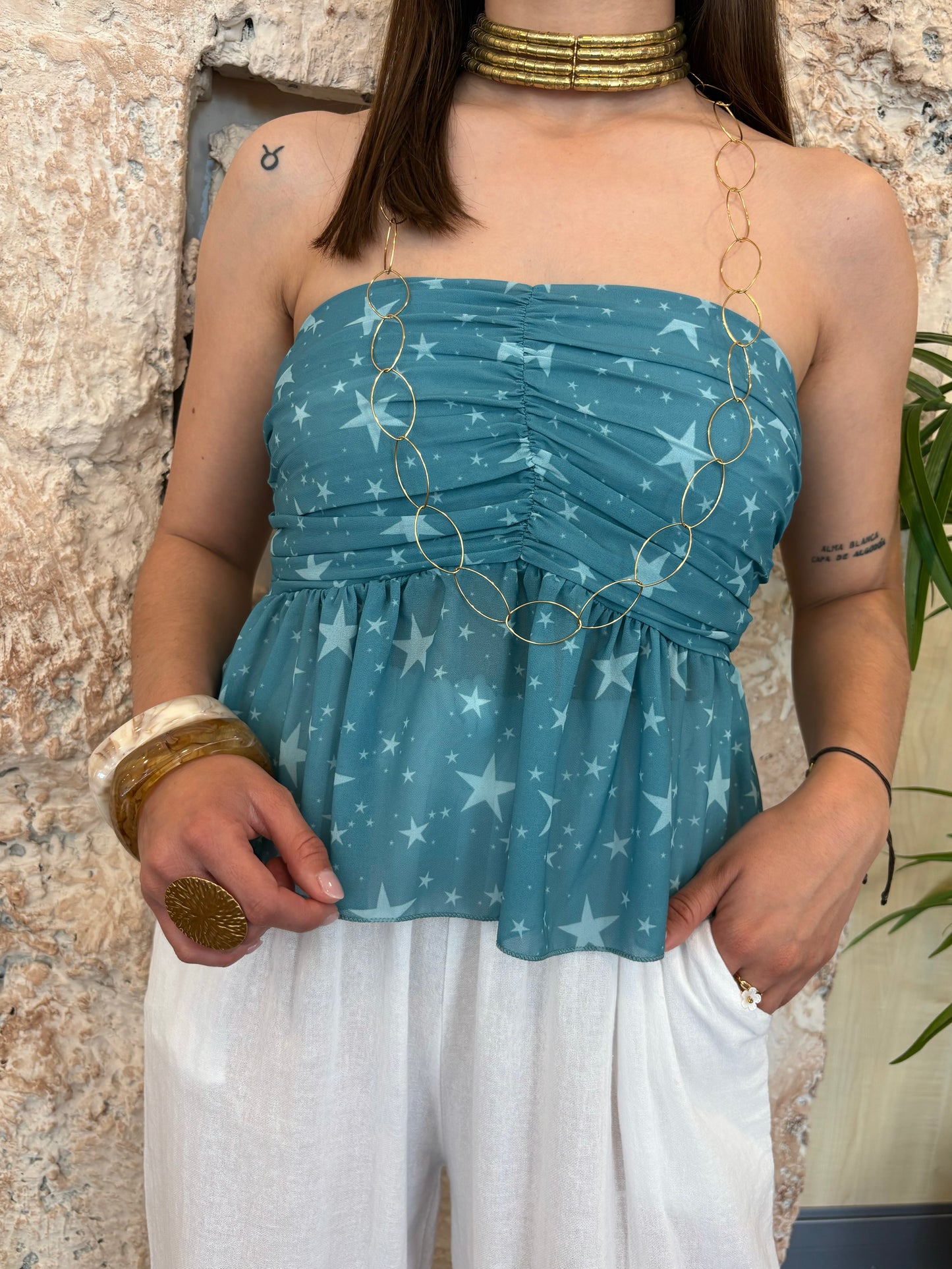 TOP ESTAMPADO STAR TURQUESA