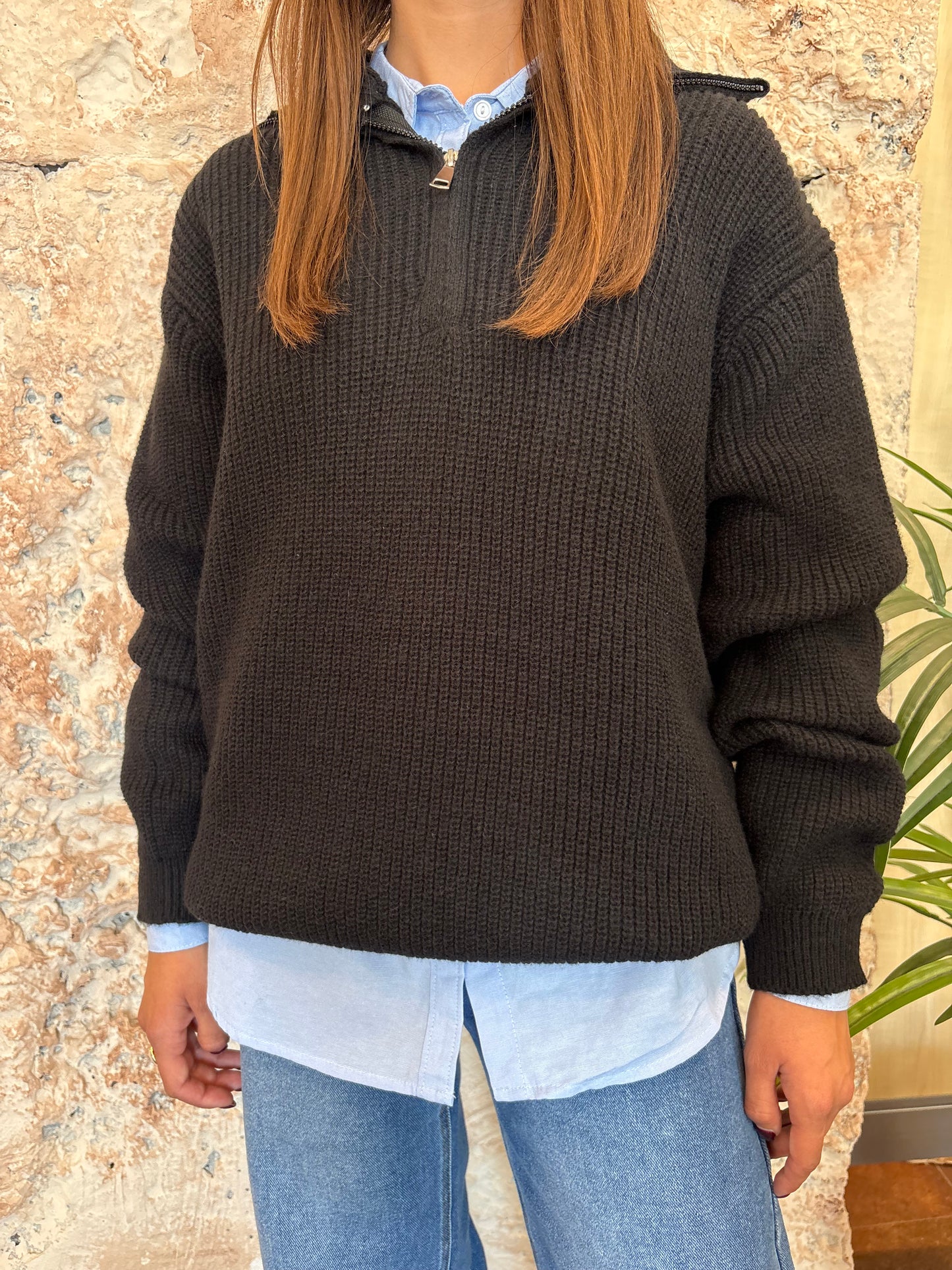 JERSEY POLO CREMALLERA NEGRO