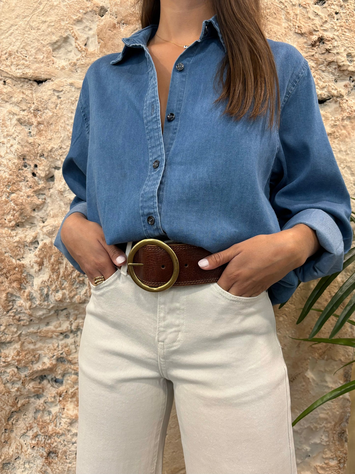 CAMISA BÁSICA DENIM FLUIDA