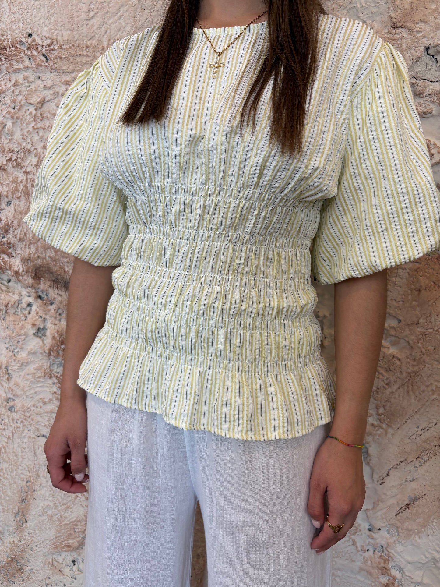 BLUSA PANEL DE ABEJA RAYAS AMARILLO