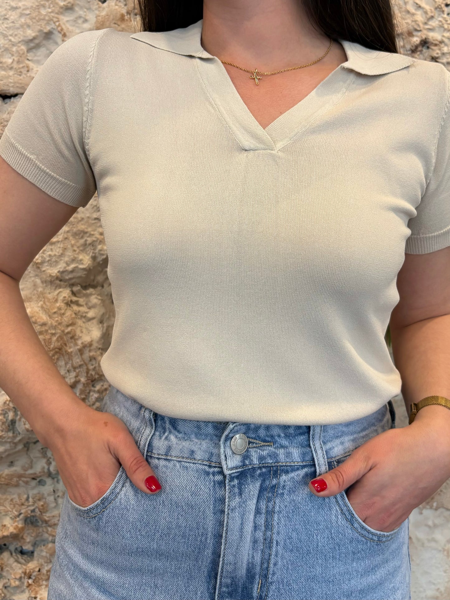 POLO HILO BEIGE