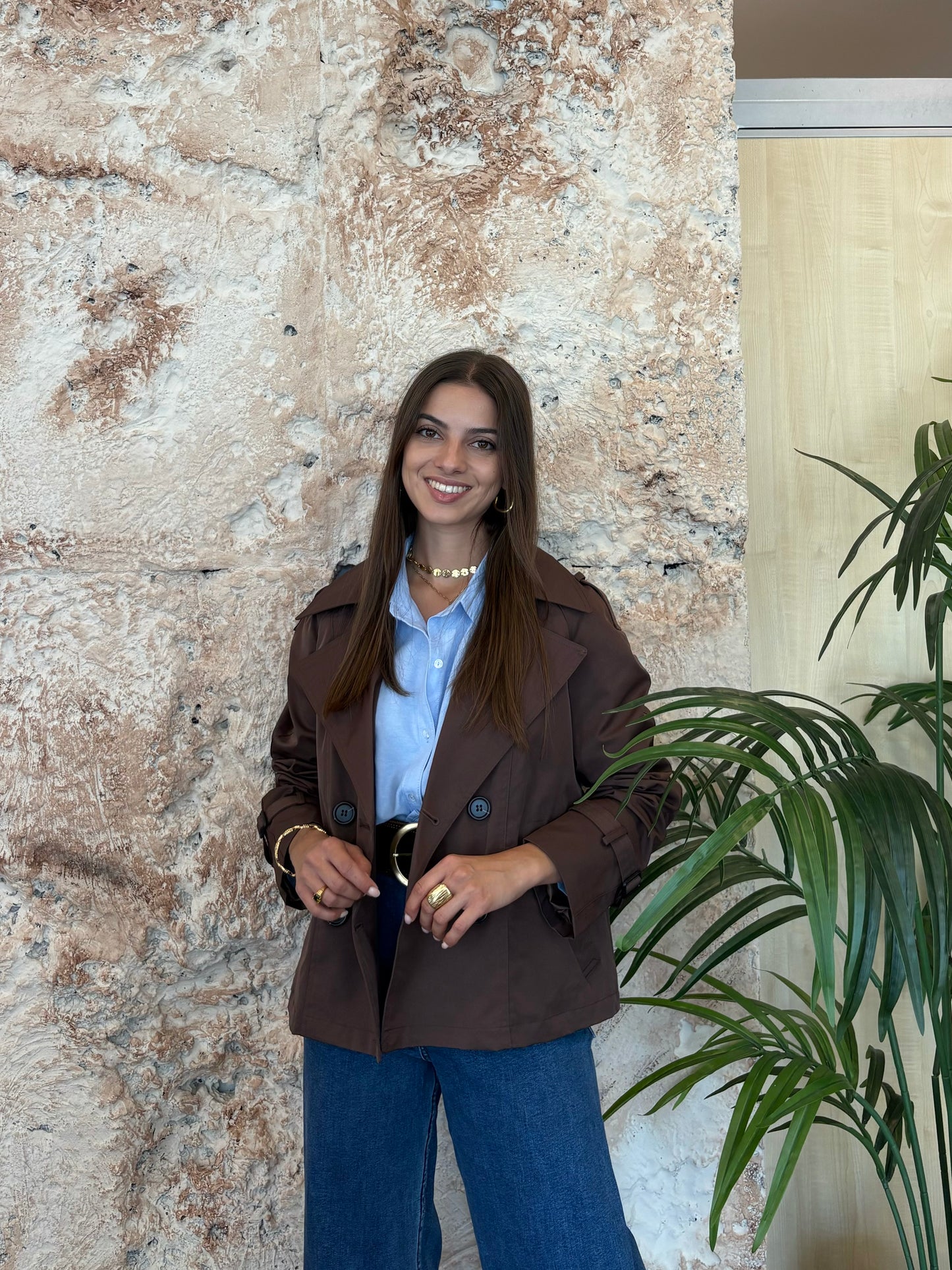 GABARDINA CORTA MARRÓN