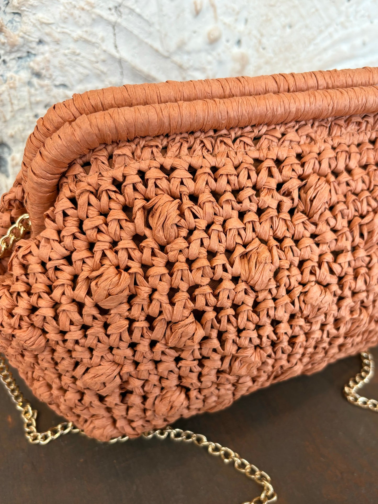 BOLSO DE MANO RAFIA NARANJA