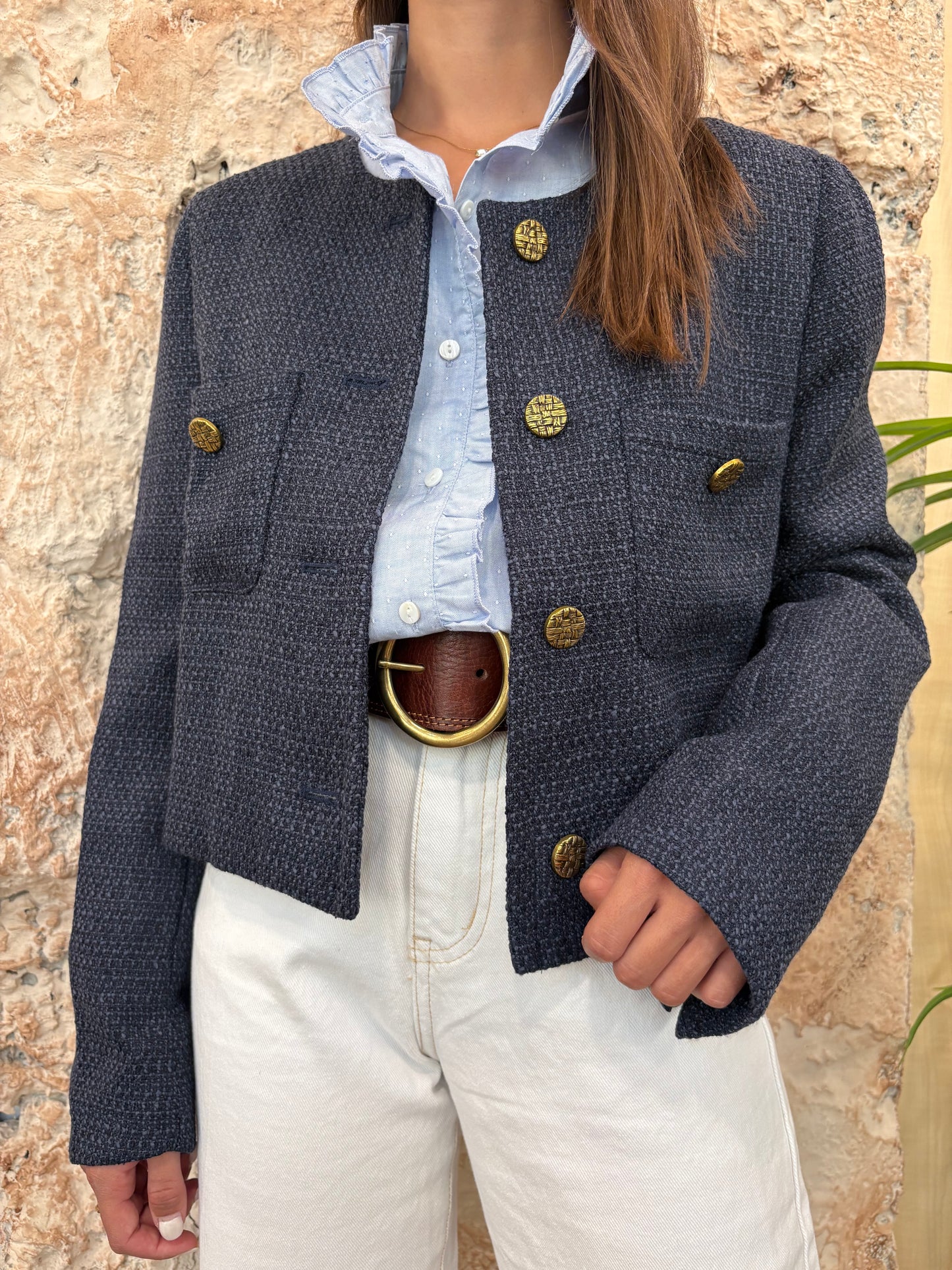 CHAQUETA TWEED MARINO