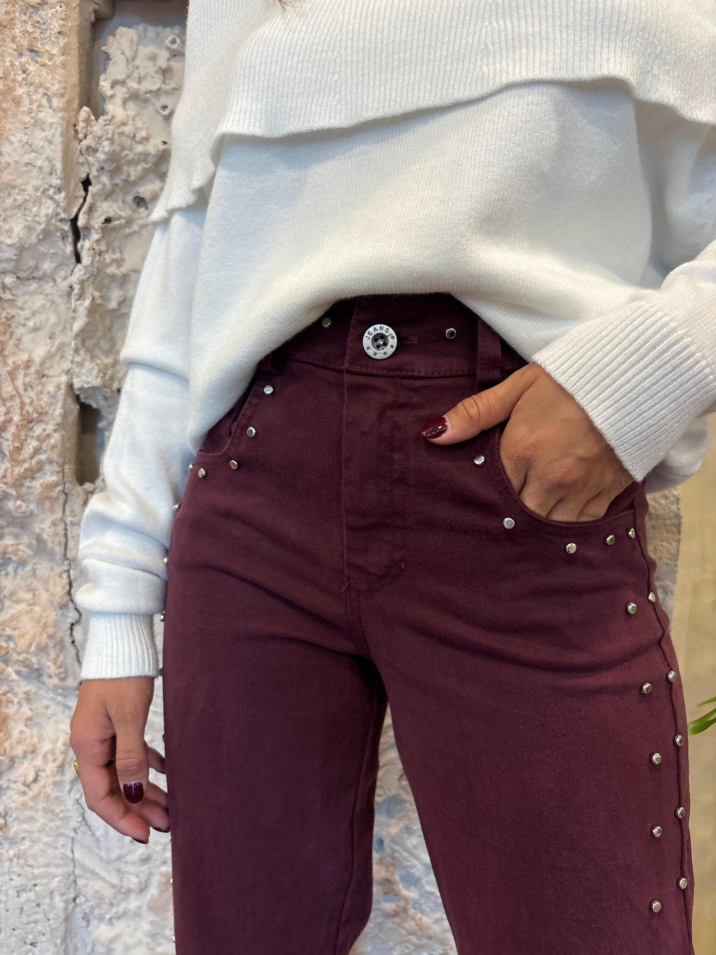 JEANS TACHAS MORADO