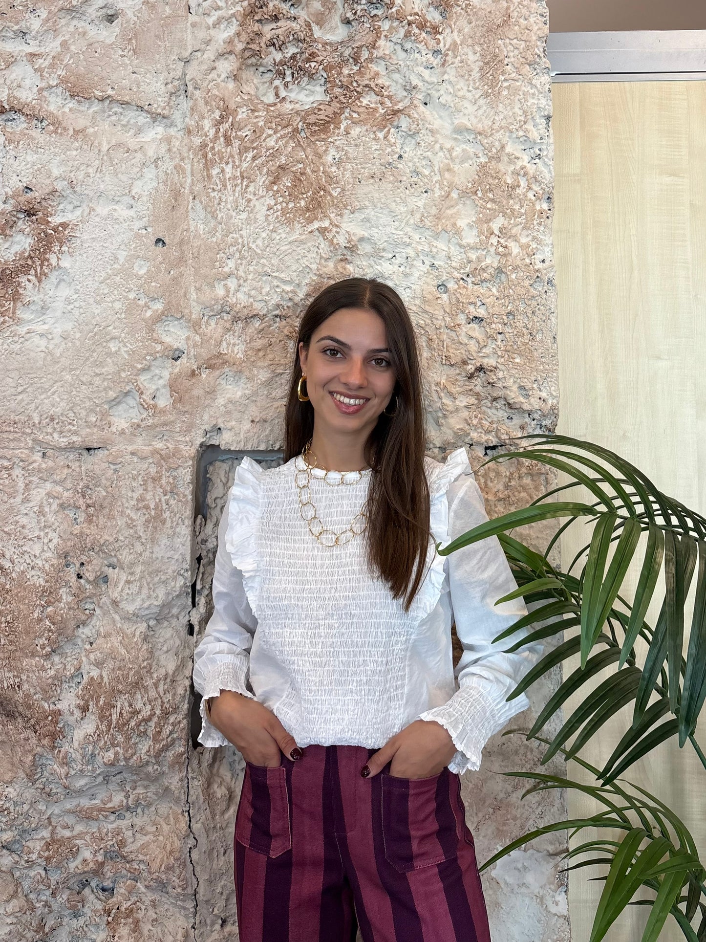 BLUSA PANEL DE ABEJA BLANCA