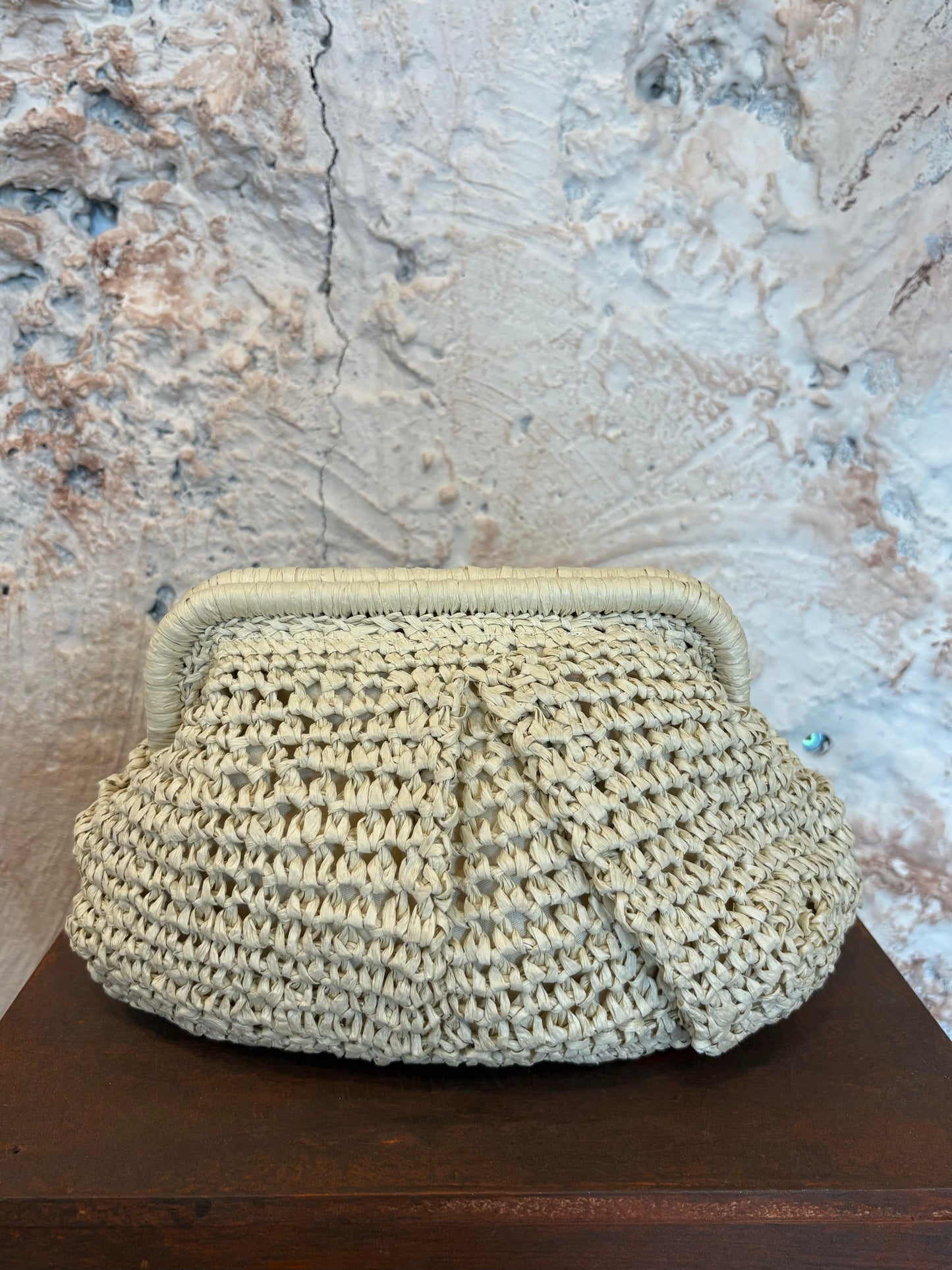 BOLSO DE MANO RAFIA CRUDO