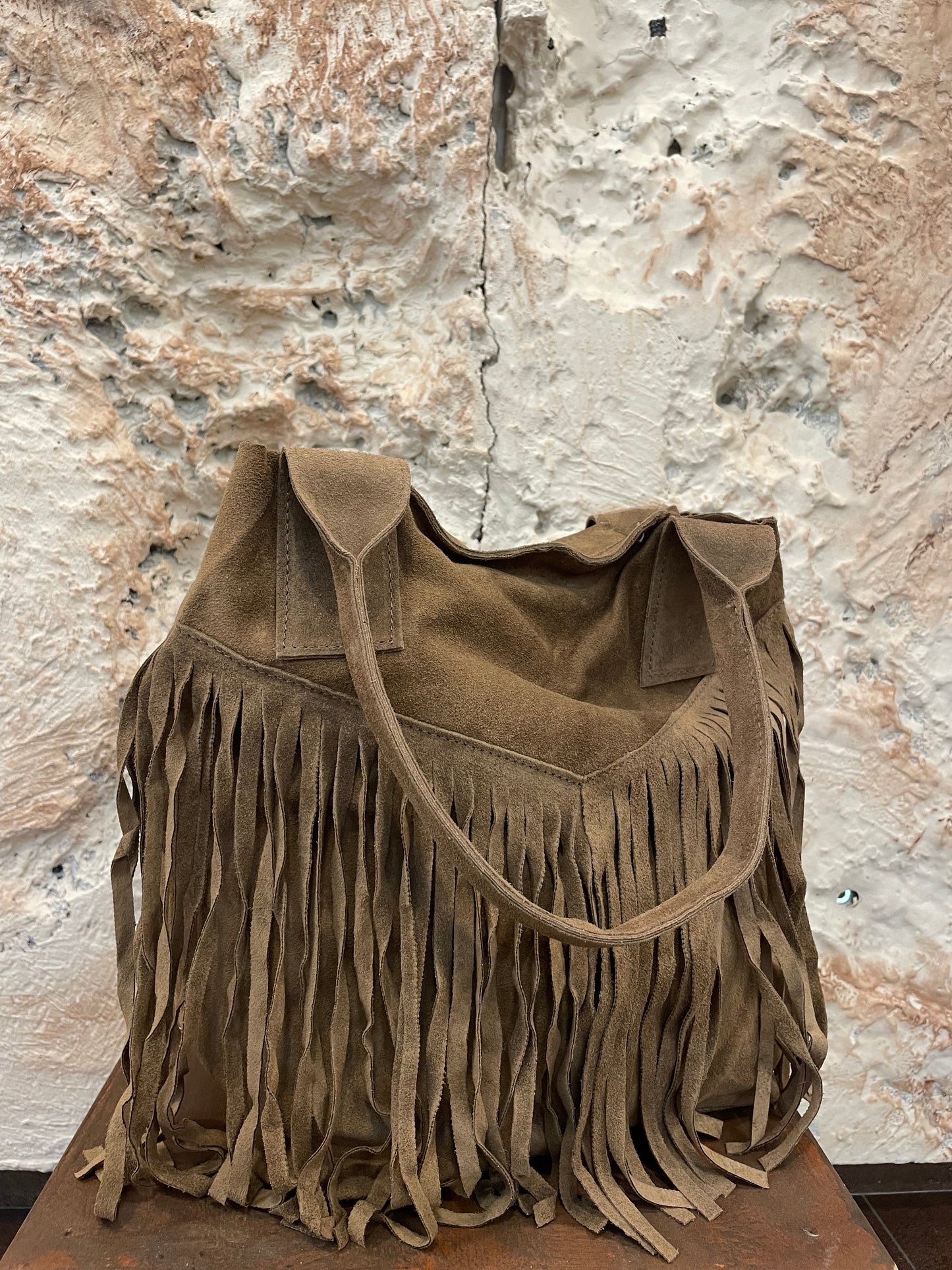 BOLSO PIEL FLECOS INDIOS CAMEL