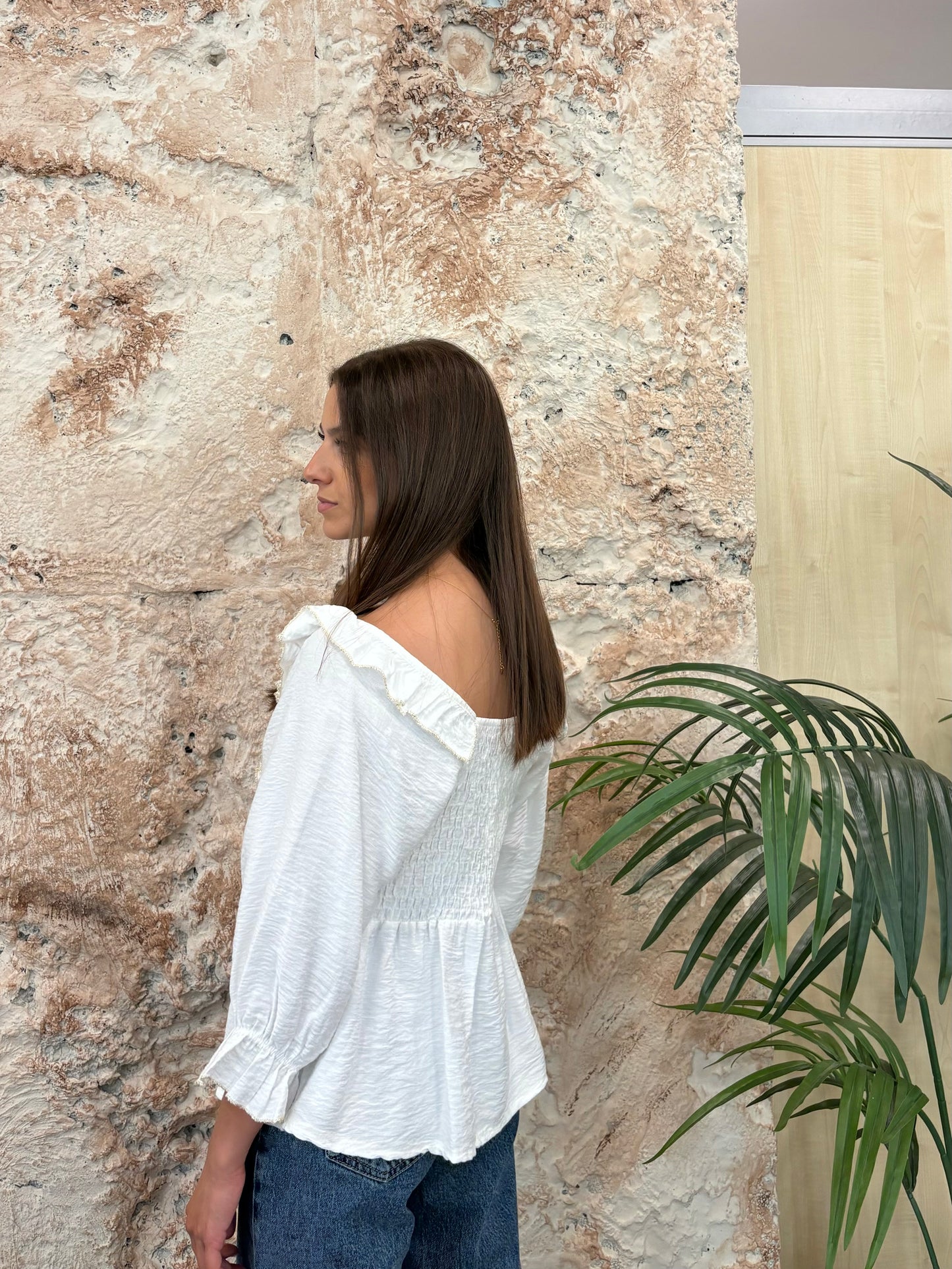 BLUSA VOLANTE GLITTER CRUDO