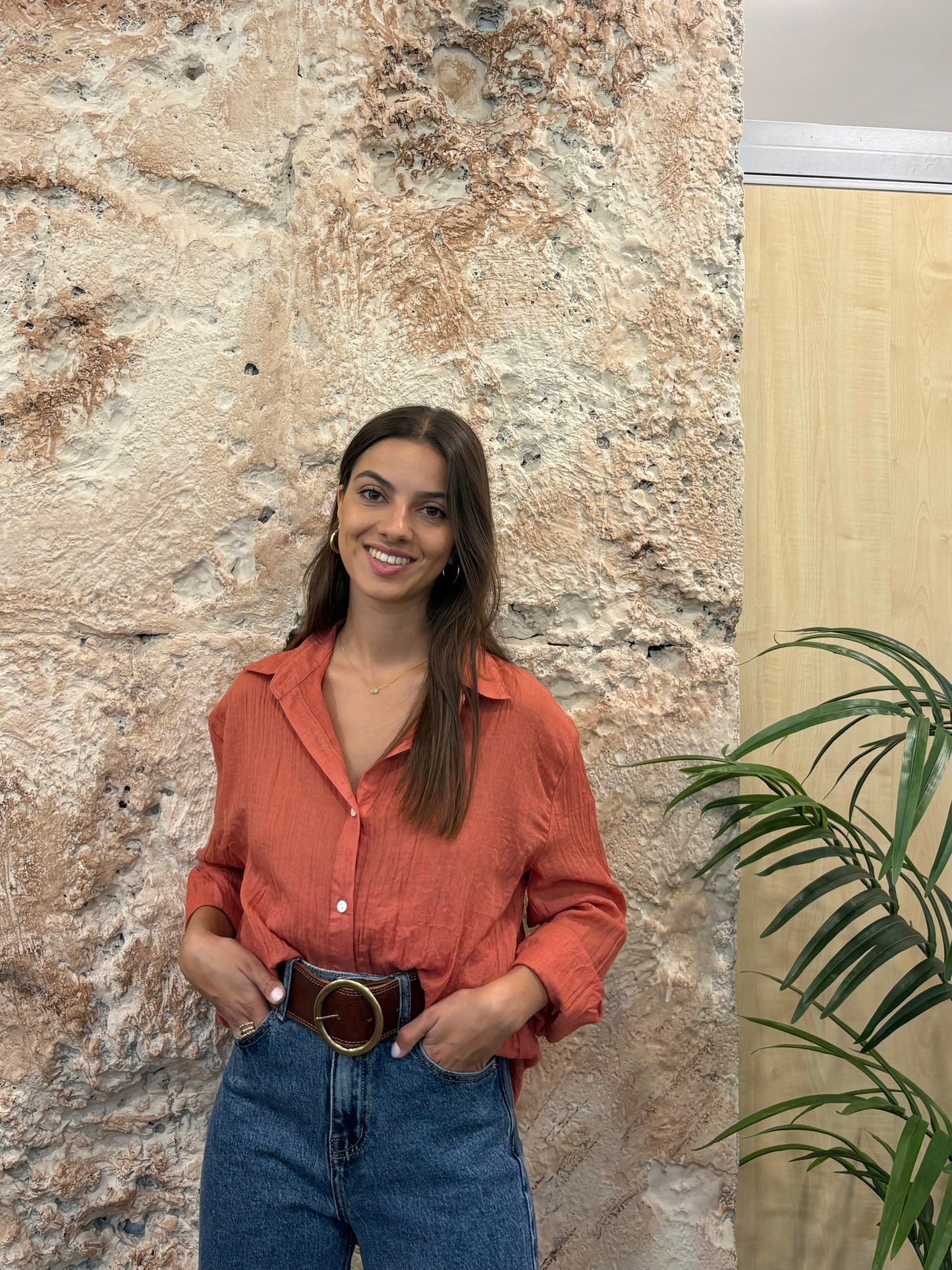 CAMISA FLUIDA EFECTO BAMBULA TEJA