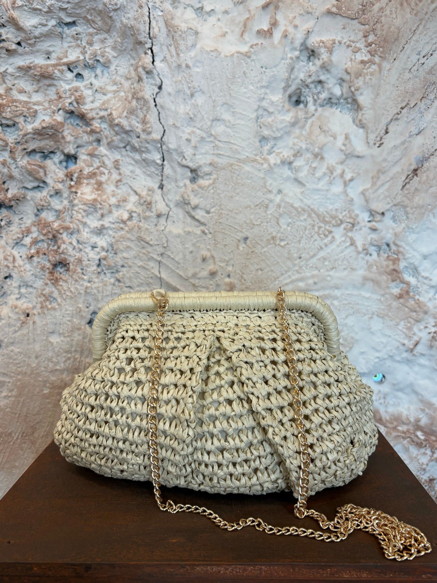 BOLSO DE MANO RAFIA CRUDO