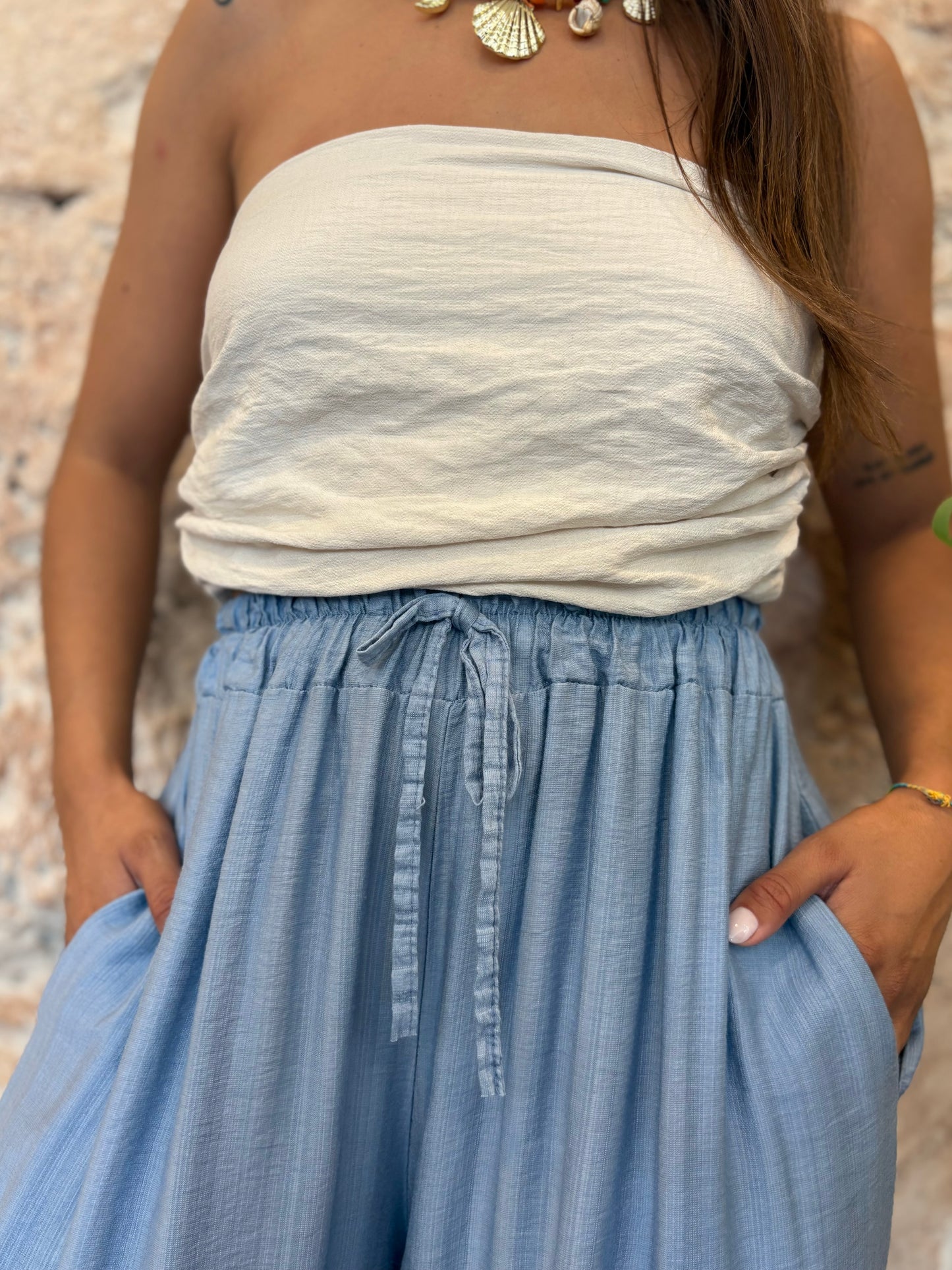 PANTALÓN BOMBACHO CELESTE