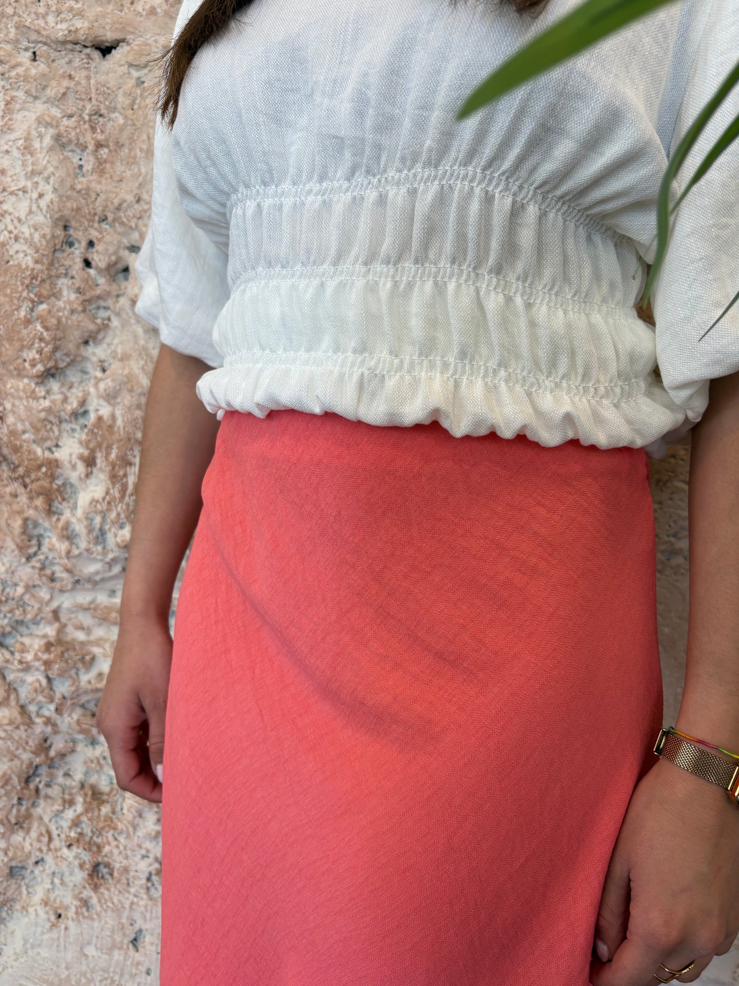 FALDA LARGA FLUIDA CORAL