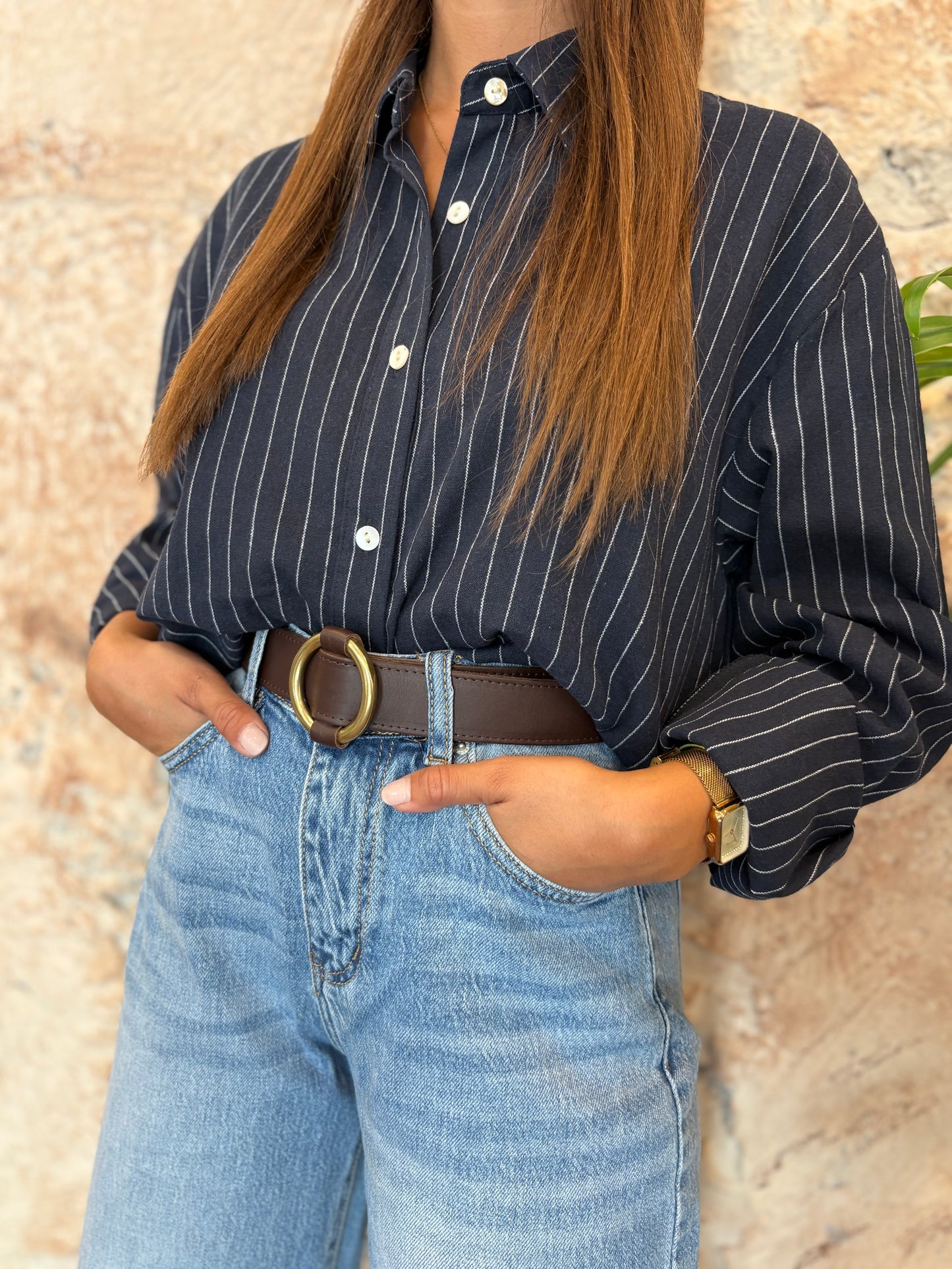 CAMISA RAYAS DIPLOMÁTICAS AZUL MARINO