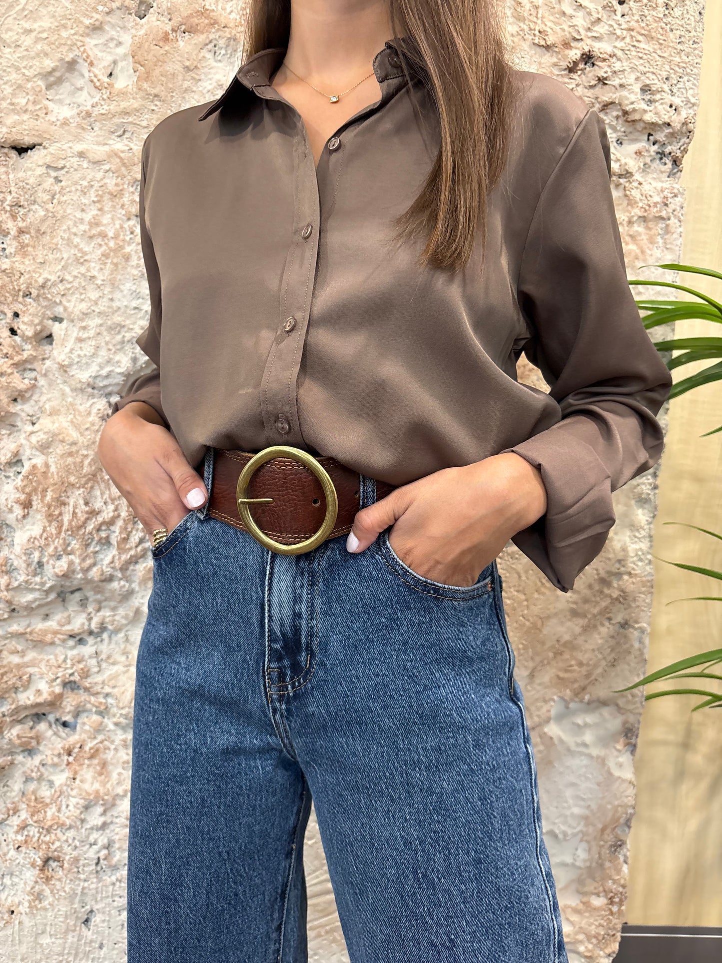 CAMISA FLUIDA MARRÓN