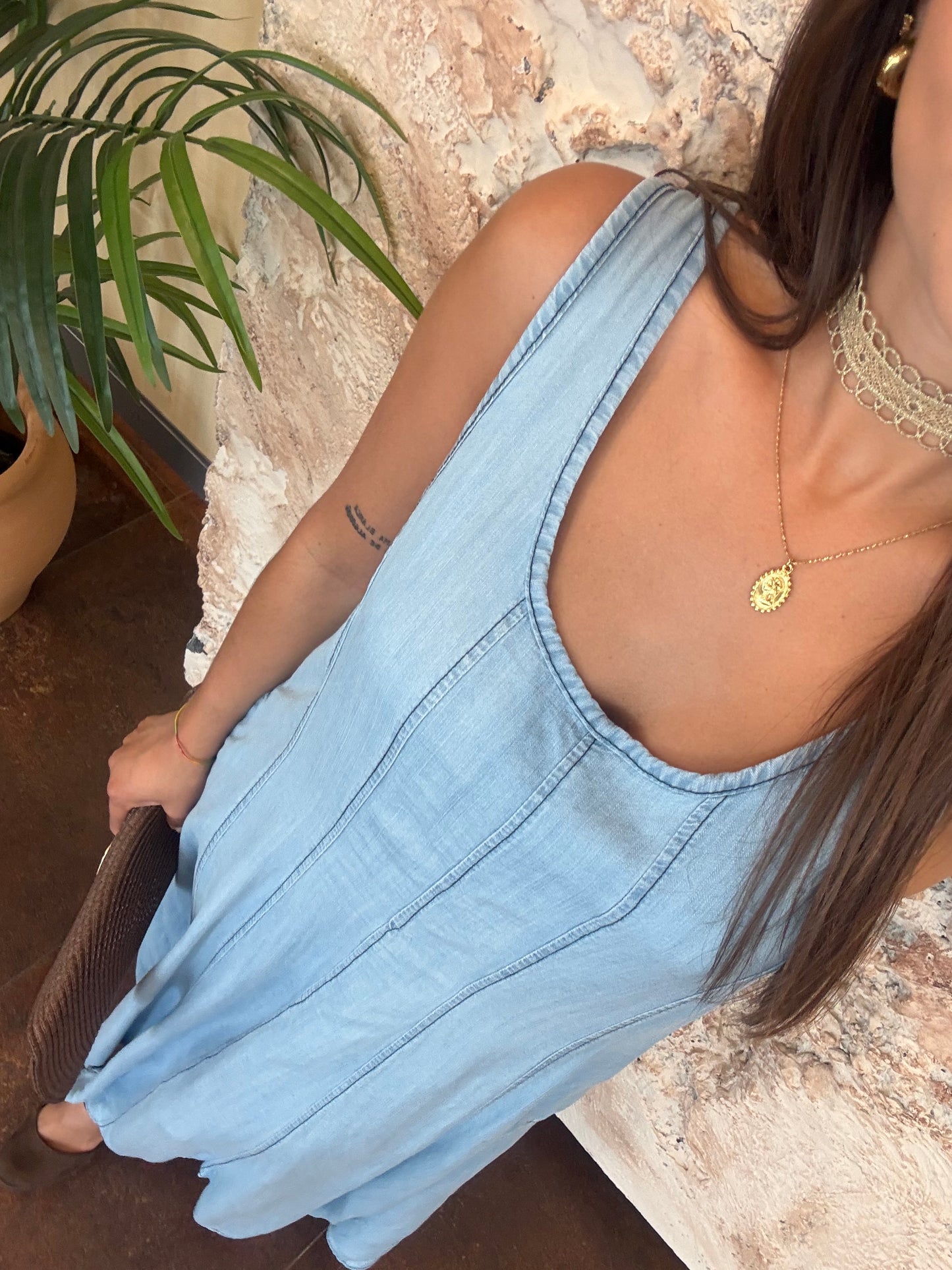 VESTIDO FLUIDO LARGO DENIM