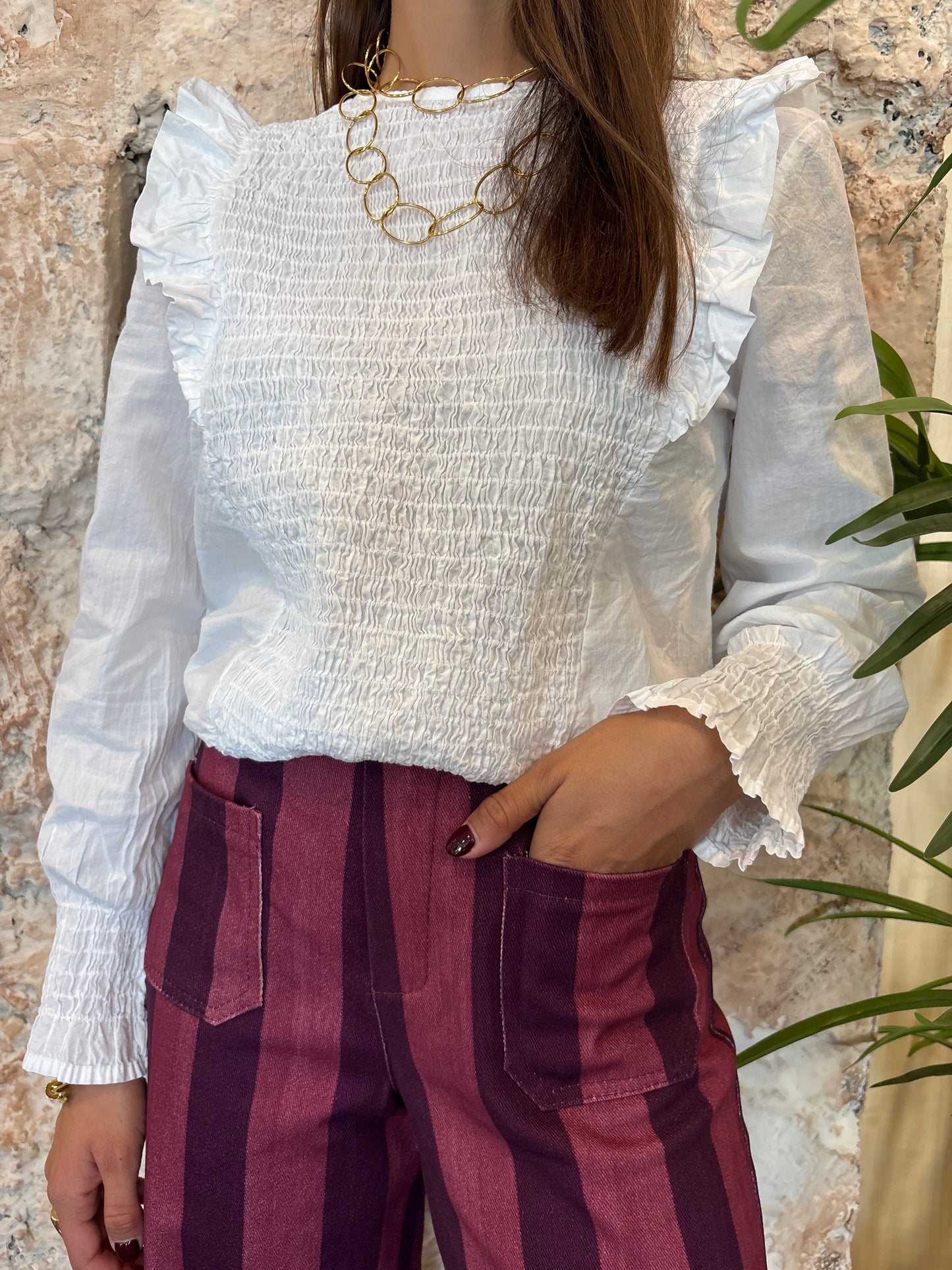 BLUSA PANEL DE ABEJA BLANCA