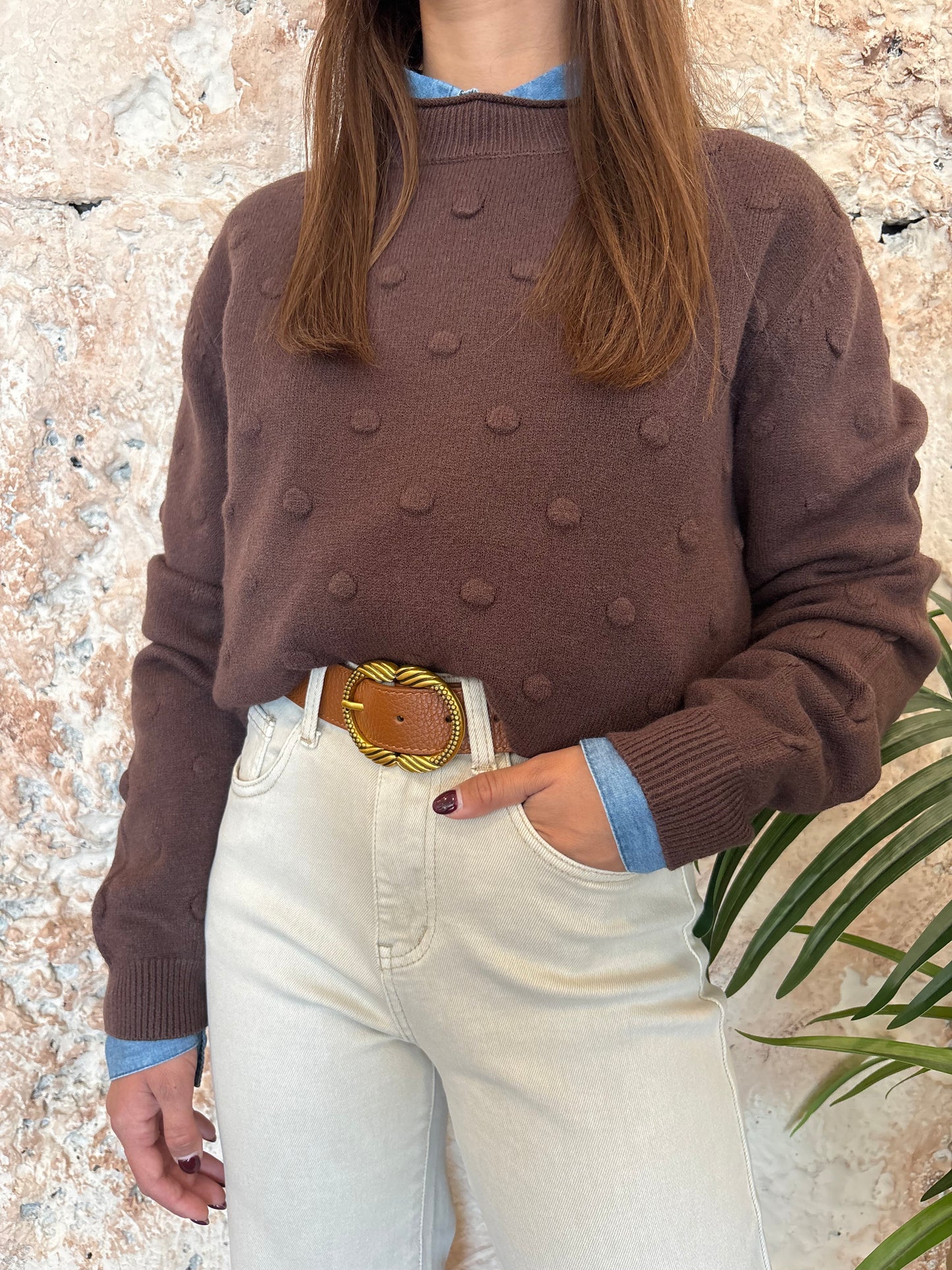 JERSEY TOPOS MARRÓN