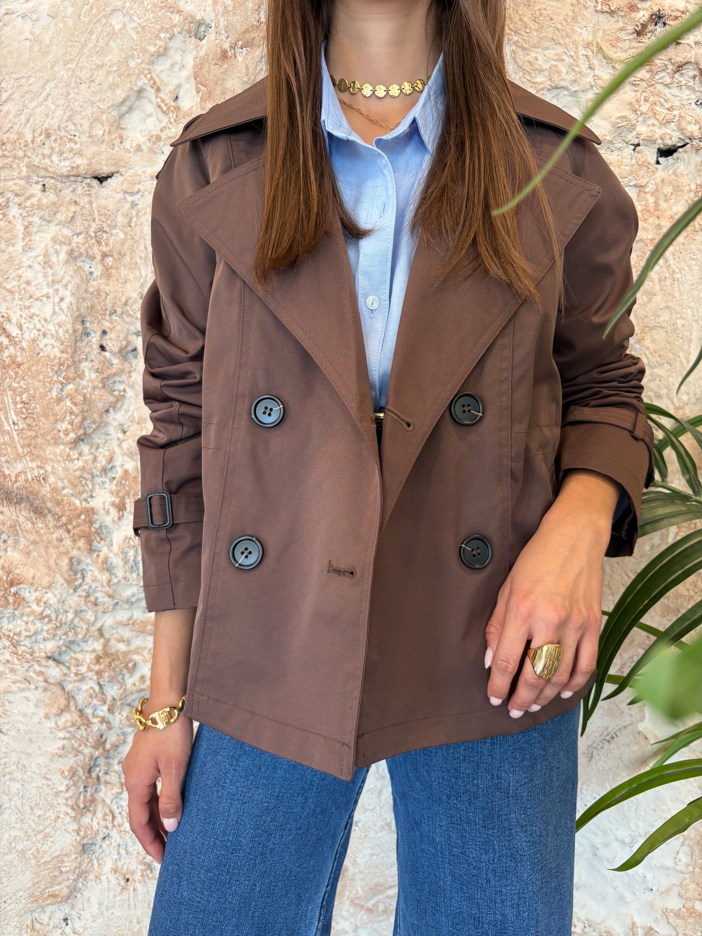 GABARDINA CORTA MARRÓN