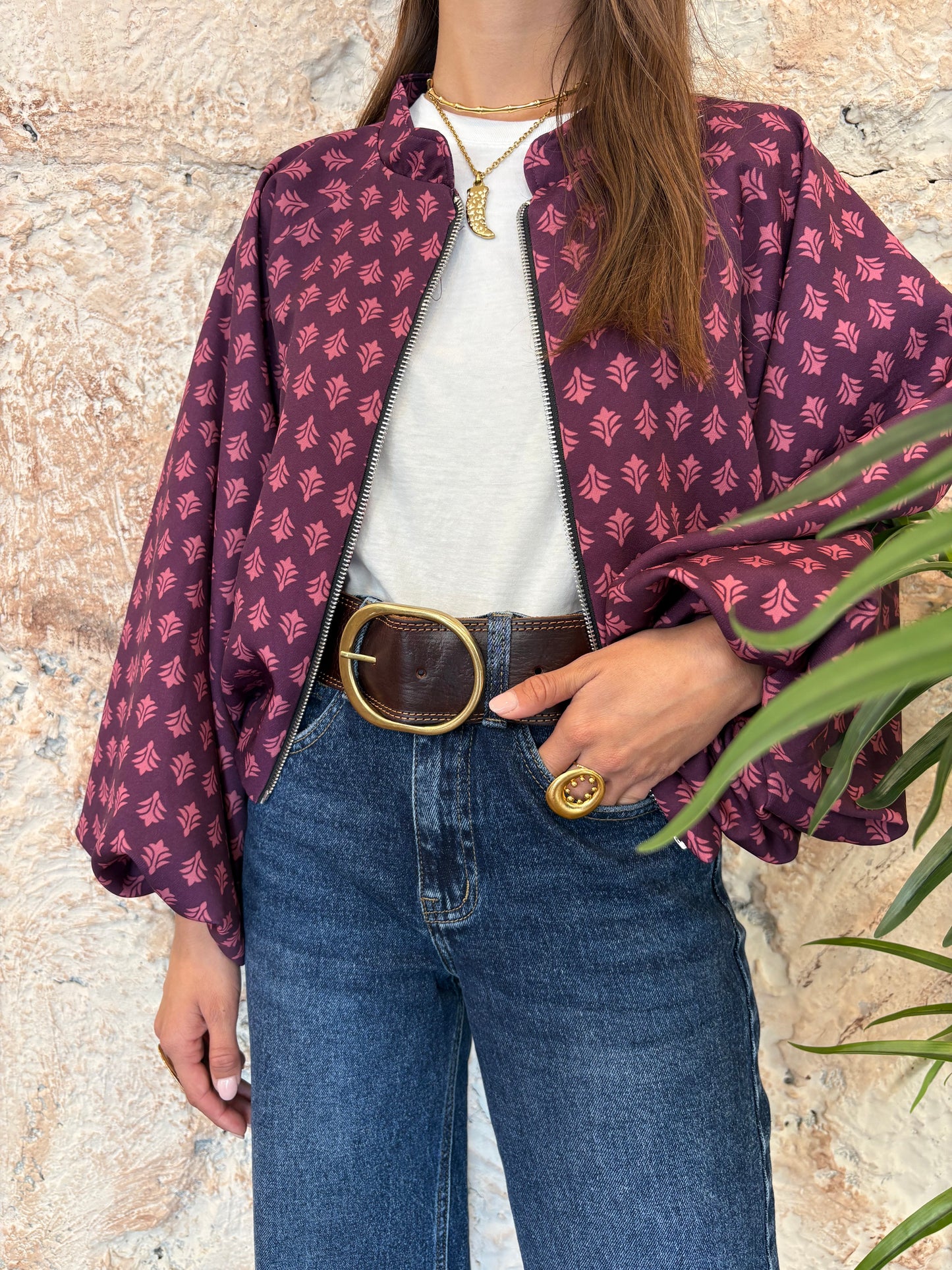 BOMBER ESTAMPADA MORADO-ROSA