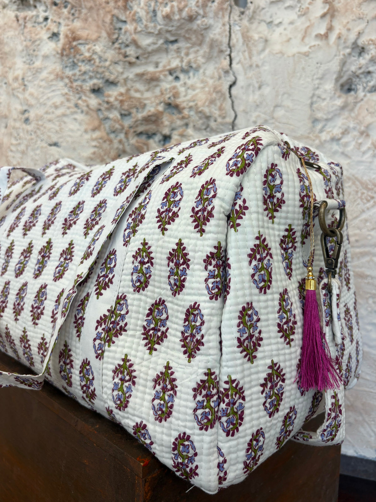 BOLSO VIAJE ESTAMPADO BLANCO - BUGANVILLA