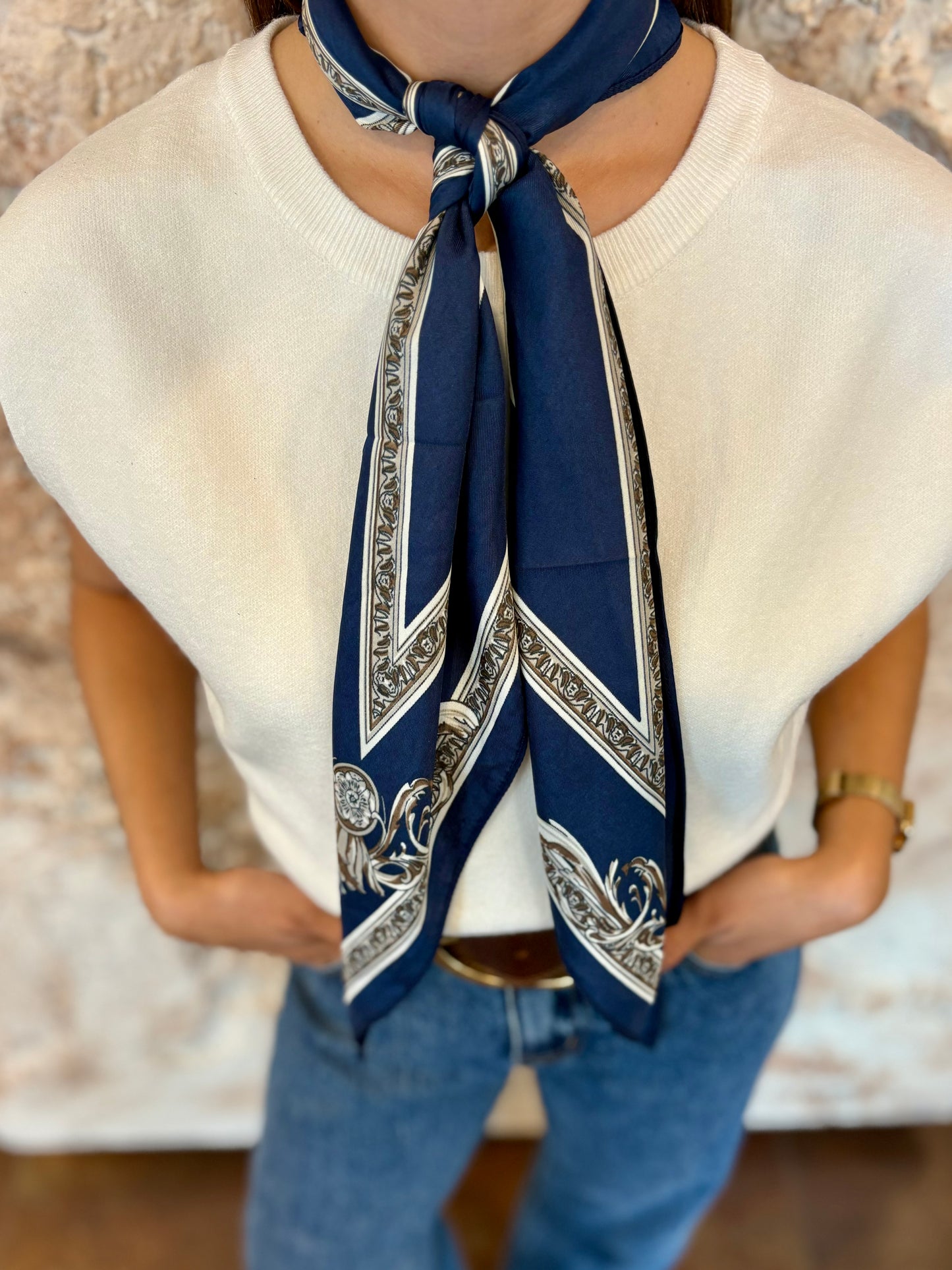 PAÑUELO ESTAMPADO MARINO