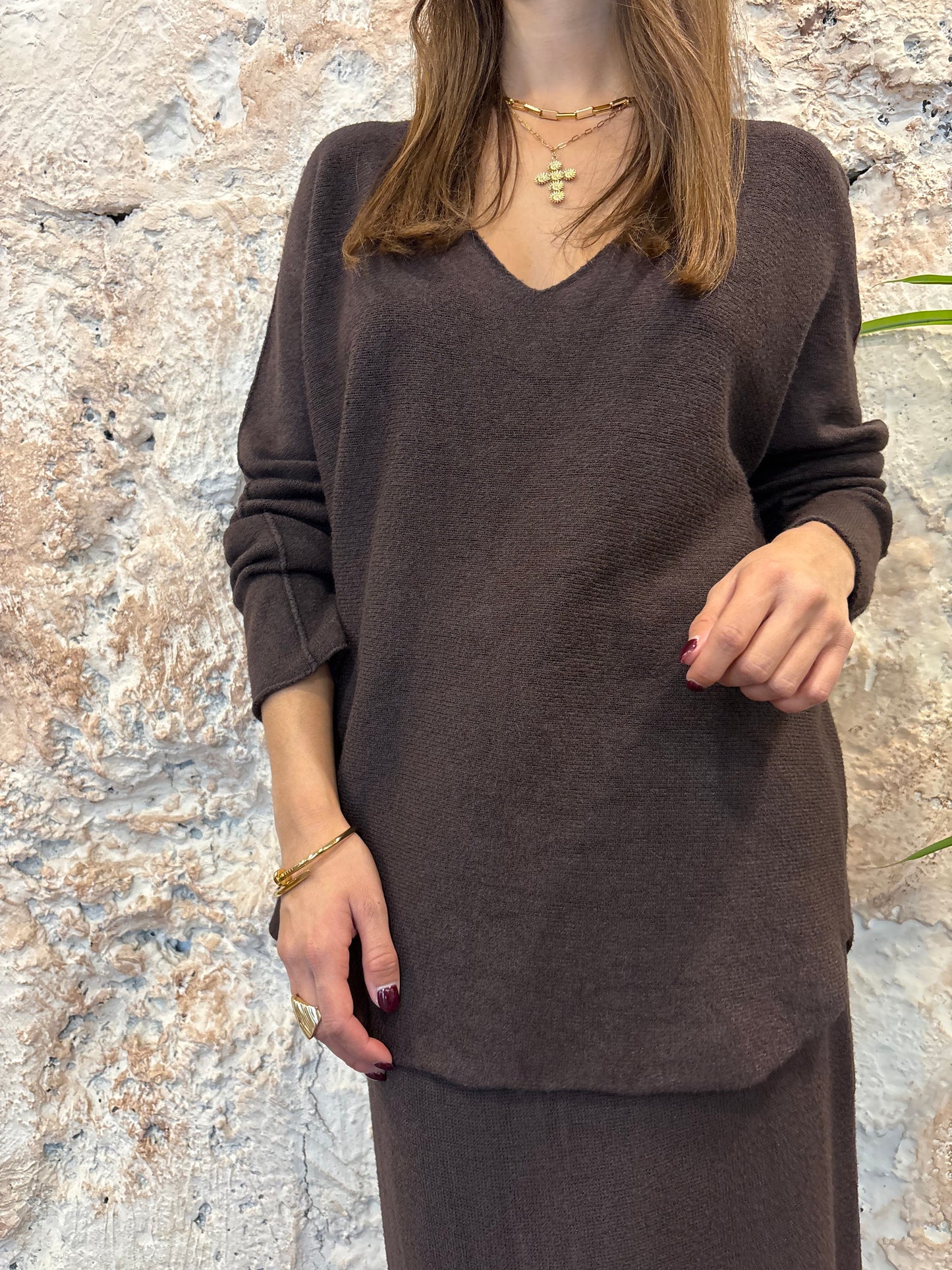 CONJUNTO PUNTO FALDA MARRÓN