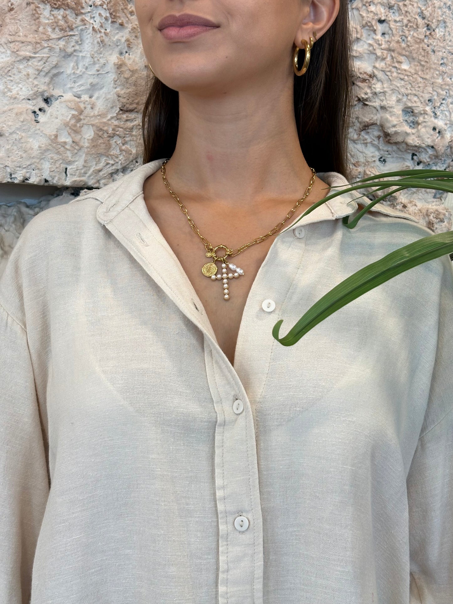 COLGANTE CHARMS CRUZ PERLA