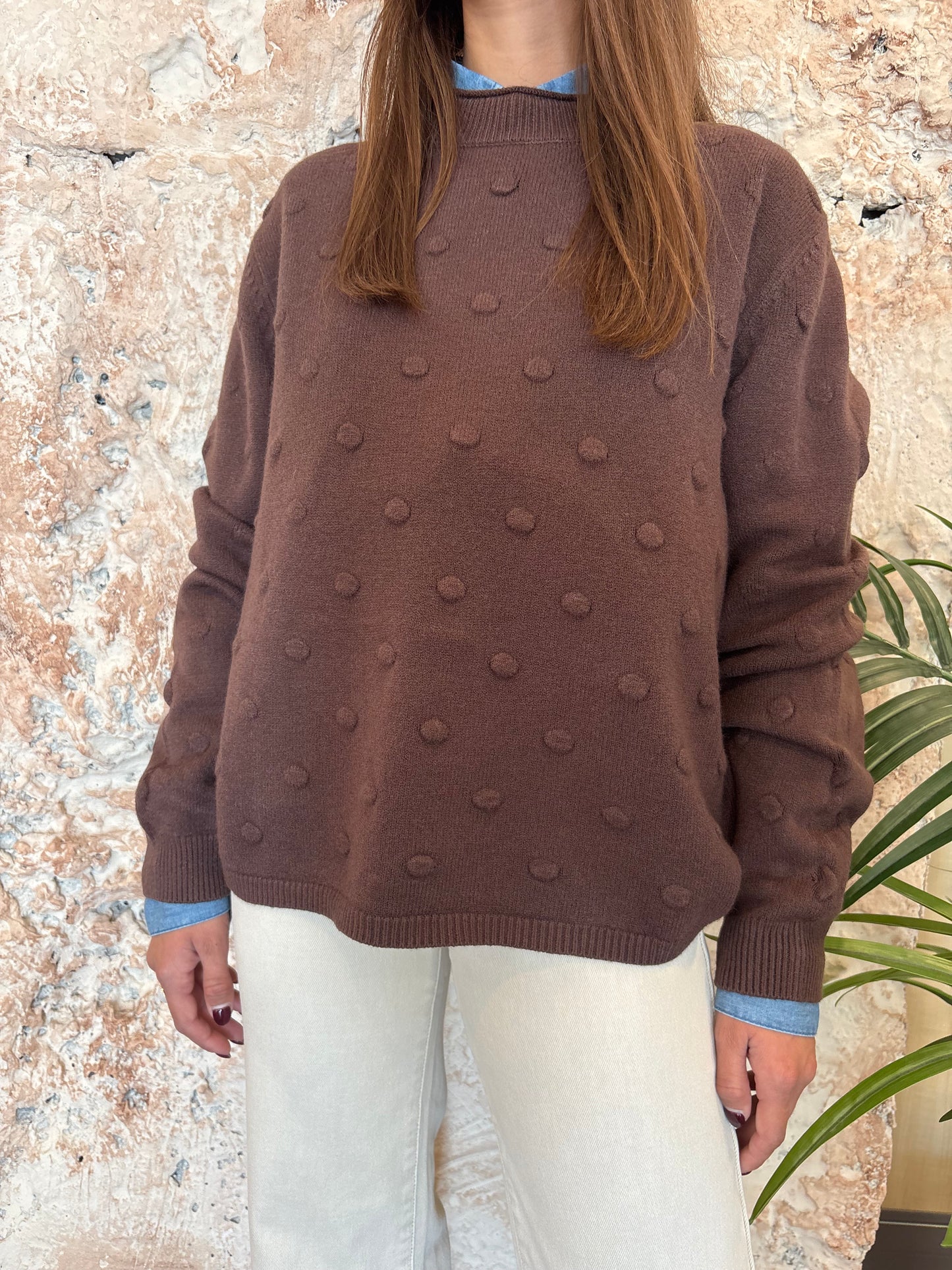 JERSEY TOPOS MARRÓN