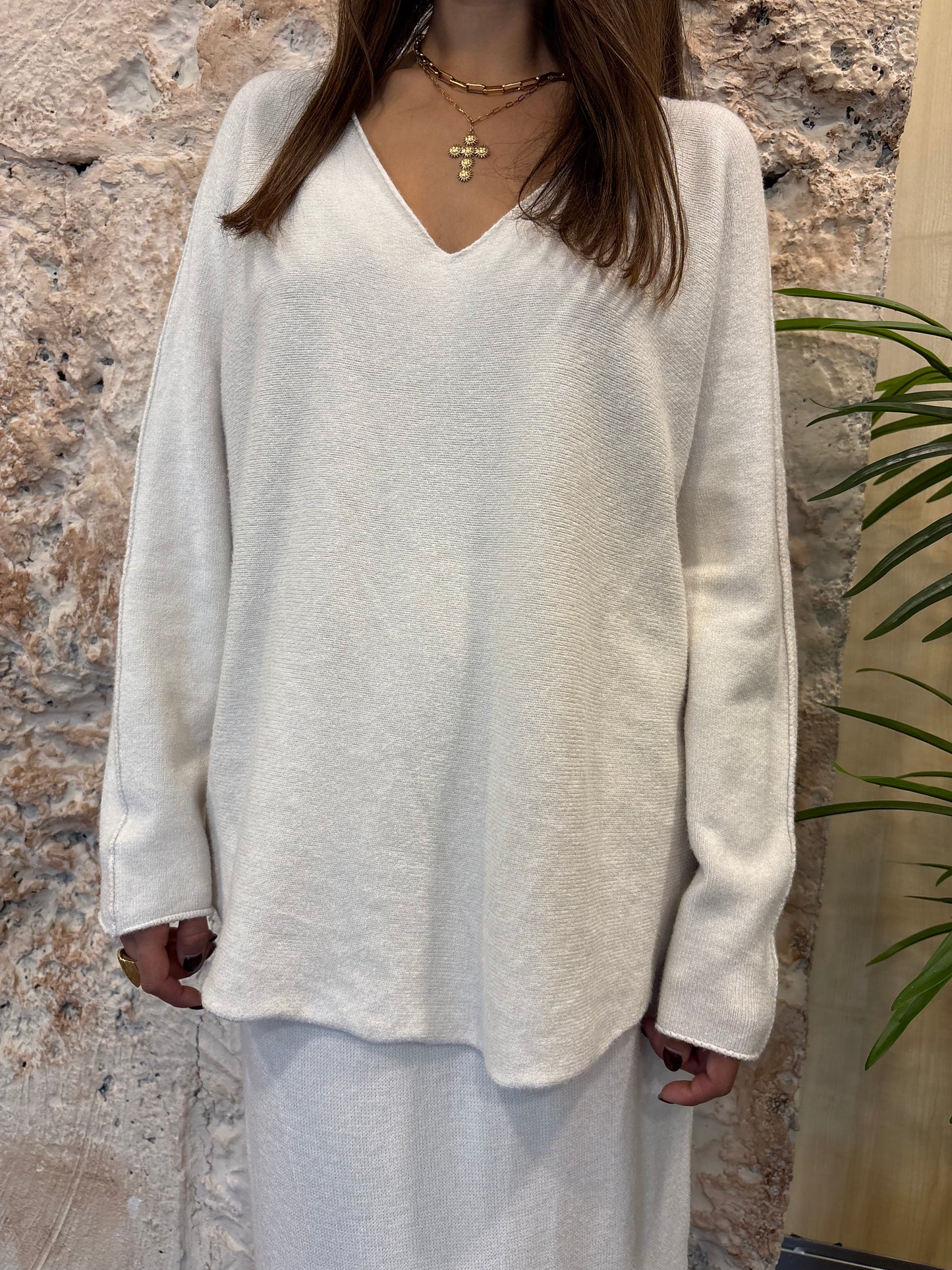 CONJUNTO PUNTO FALDA BEIGE